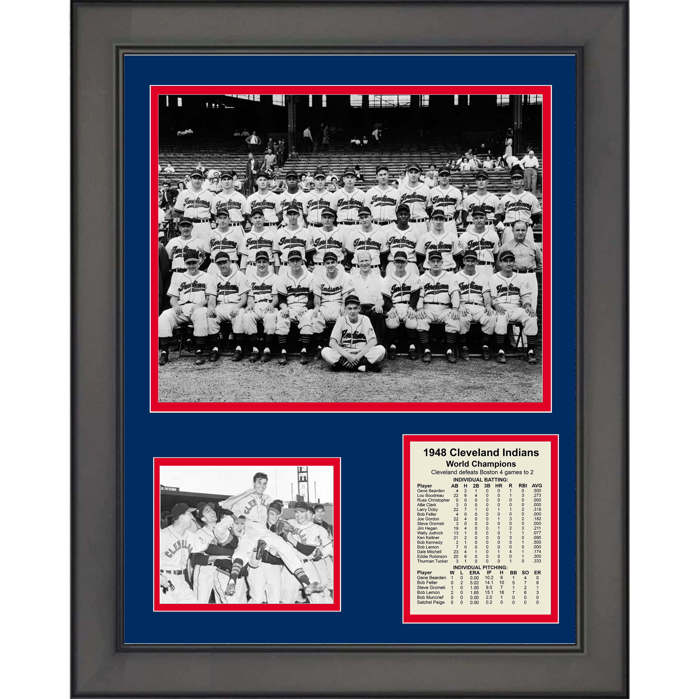 Framed Cleveland Guardians 1948 World Series Champions 11"x14" Baseball Three Photo Collage