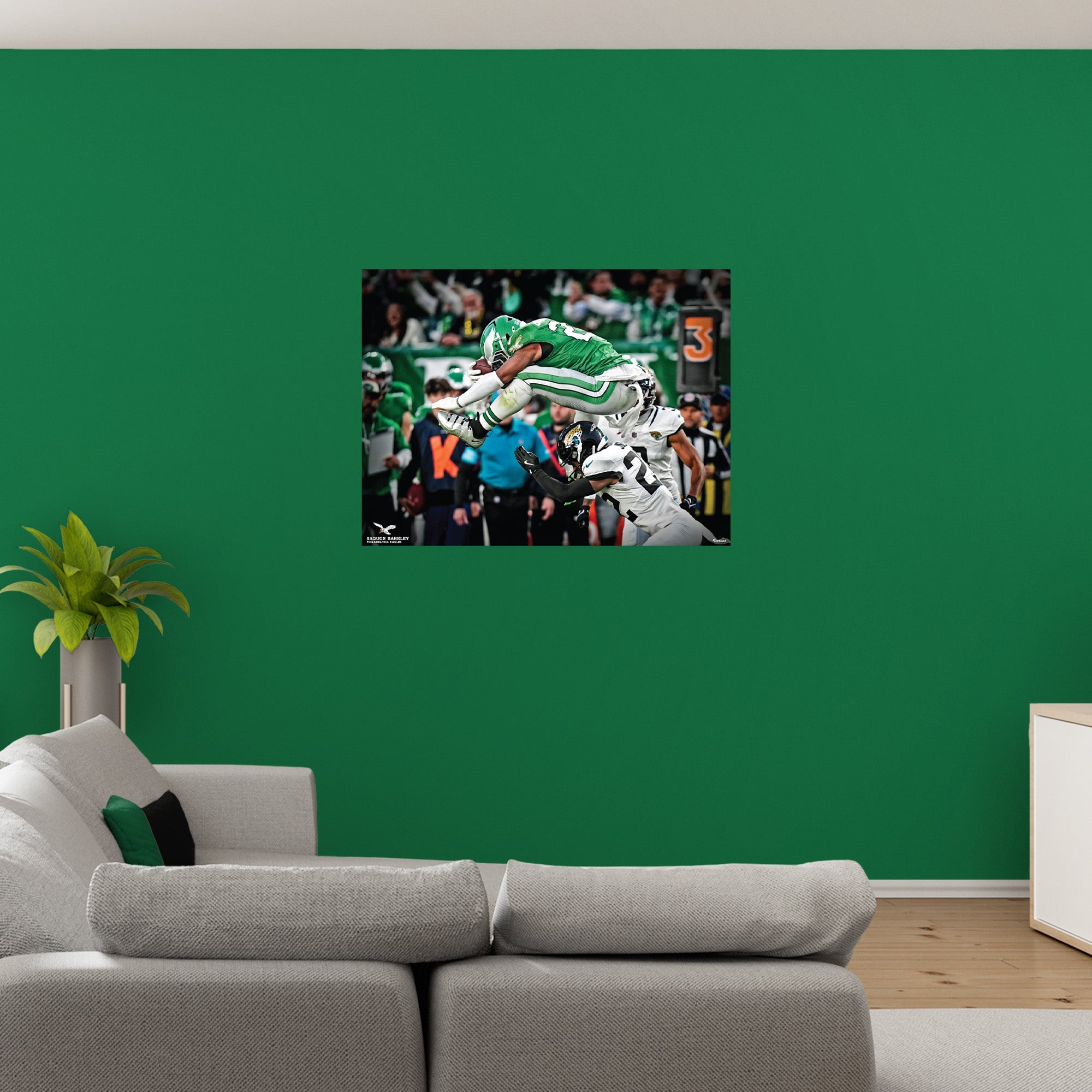 Saquon Barkley - Backward Hurdle Peel & Stick Poster - Official NFL - Philadelphia Eagles Reusable Vinyl Wall Decal