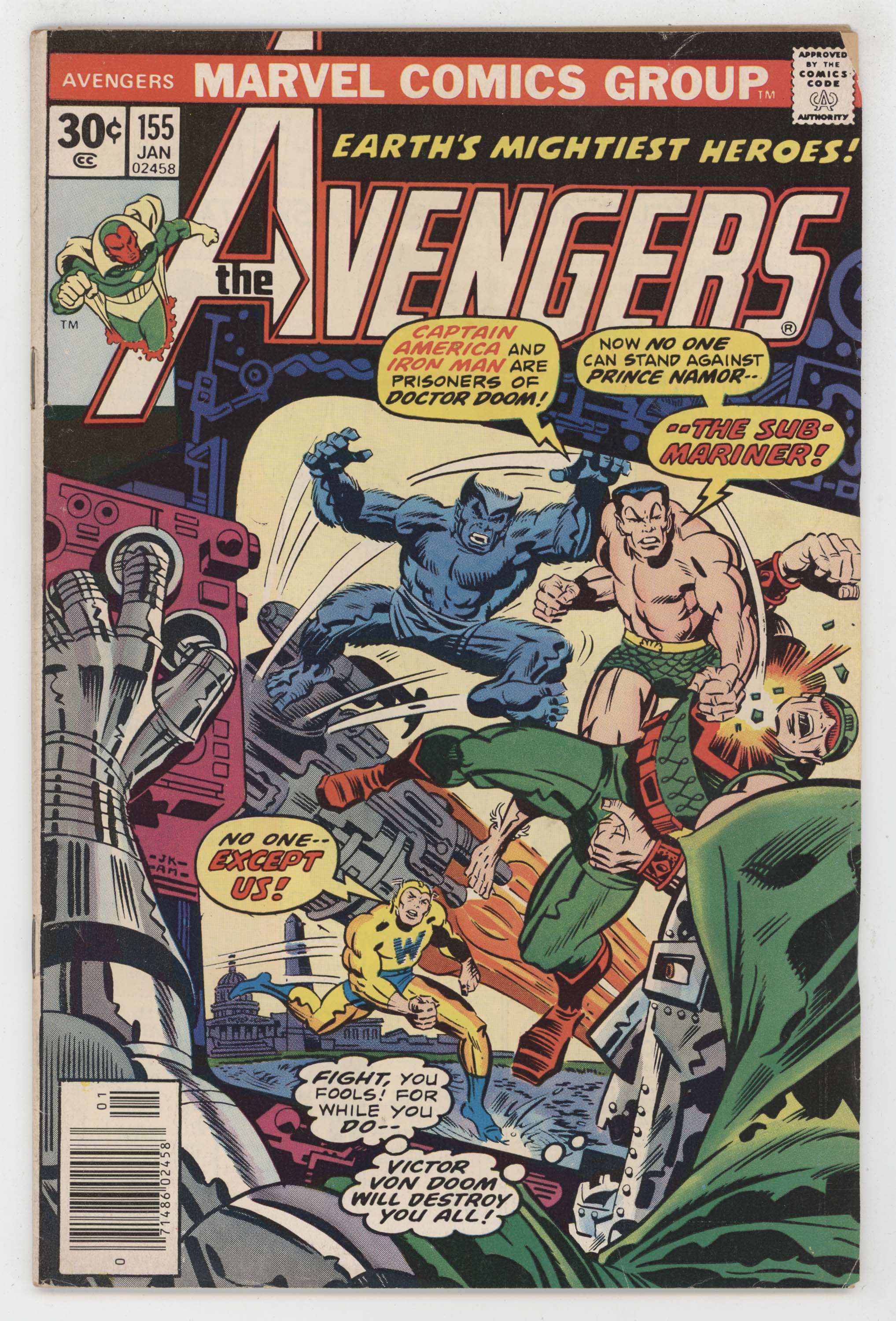 Avengers 155 Marvel 1977 VG Dr Doom Sub-Mariner Jack Kirby George Perez