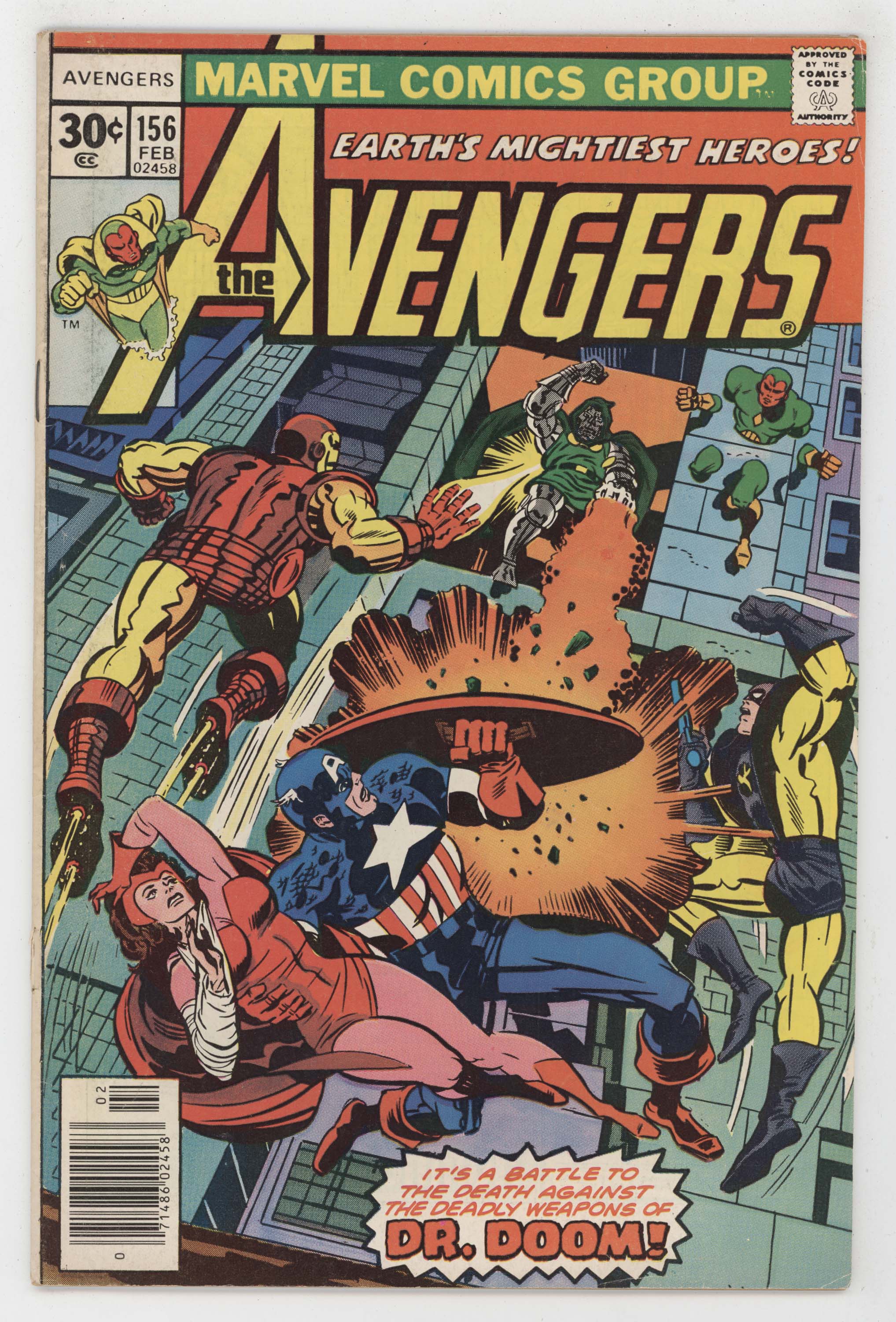 Avengers 156 Marvel 1977 GD VG Captain America Iron Man Scarlet Witch Jack Kirby