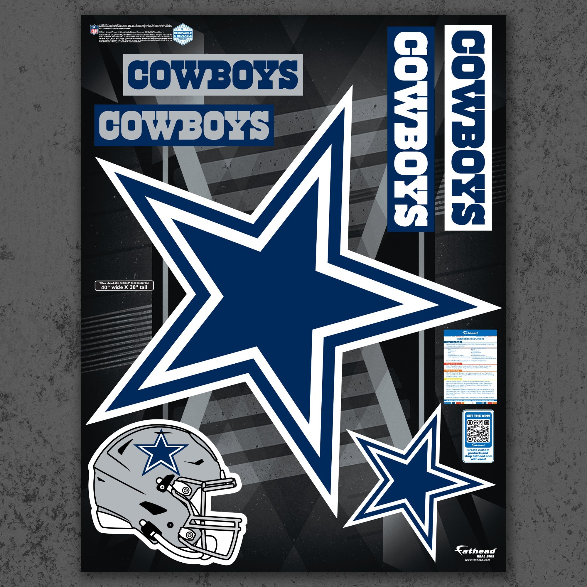 Dallas Cowboys - RealBig Logo Collection - Official NFL - Reusable Vinyl Wall Decals