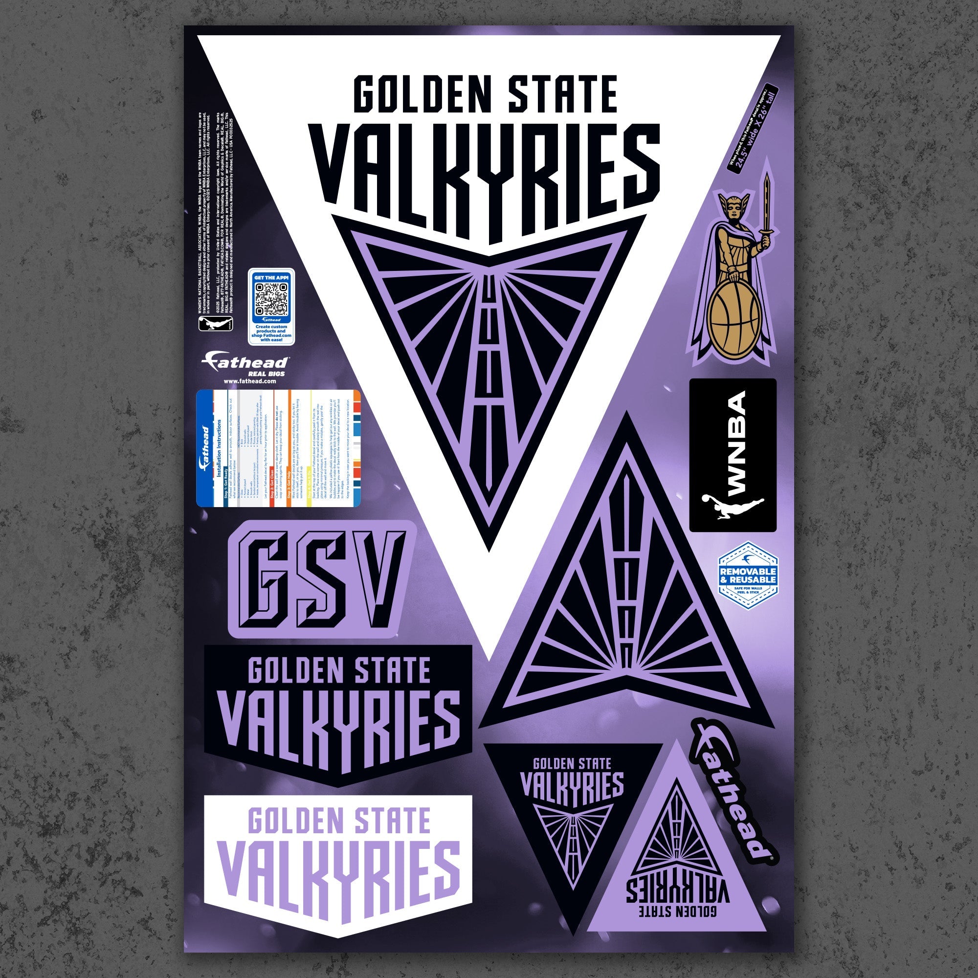 Golden State Valkyries - RealBig Logo Collection - Official WNBA - Reusable Vinyl Wall Decals