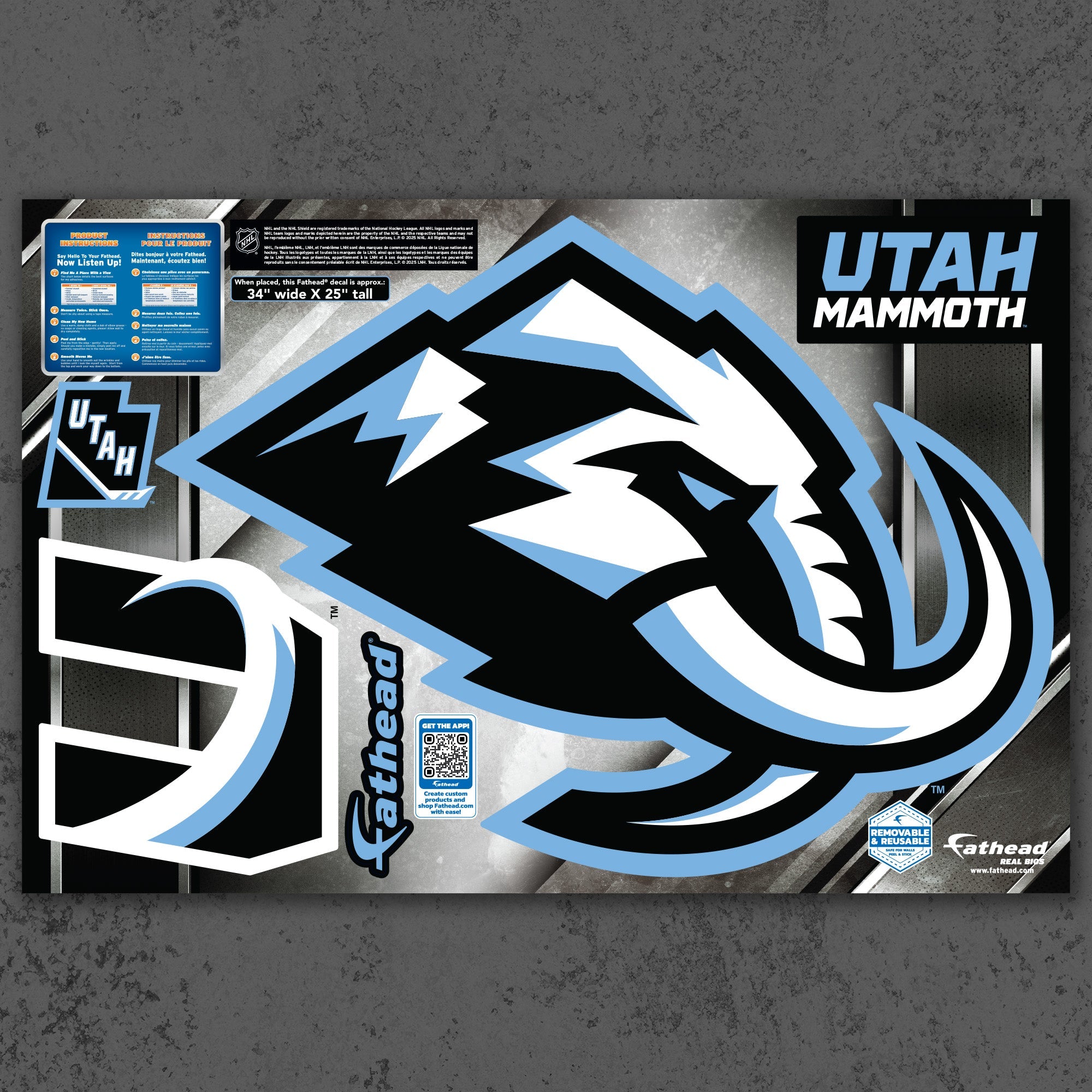 Utah Mammoth - RealBig Logo Collection - Official NHL - Utah Mammoth - Reusable Vinyl Wall Decals