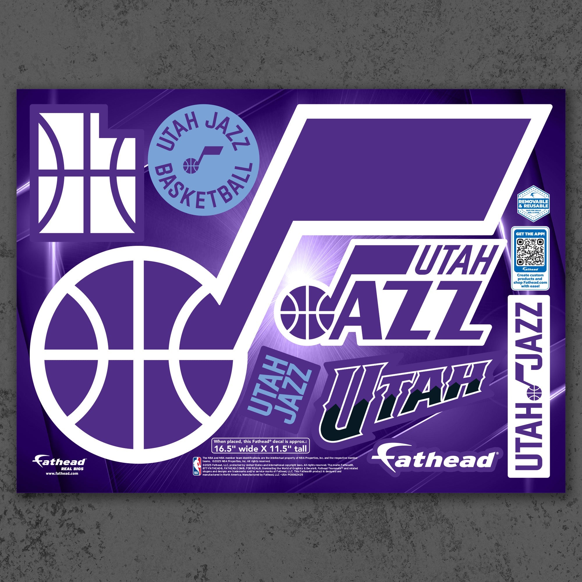 Utah Jazz - RealBig Logo Collection - Official NBA - Utah Jazz - Reusable Vinyl Wall Decals