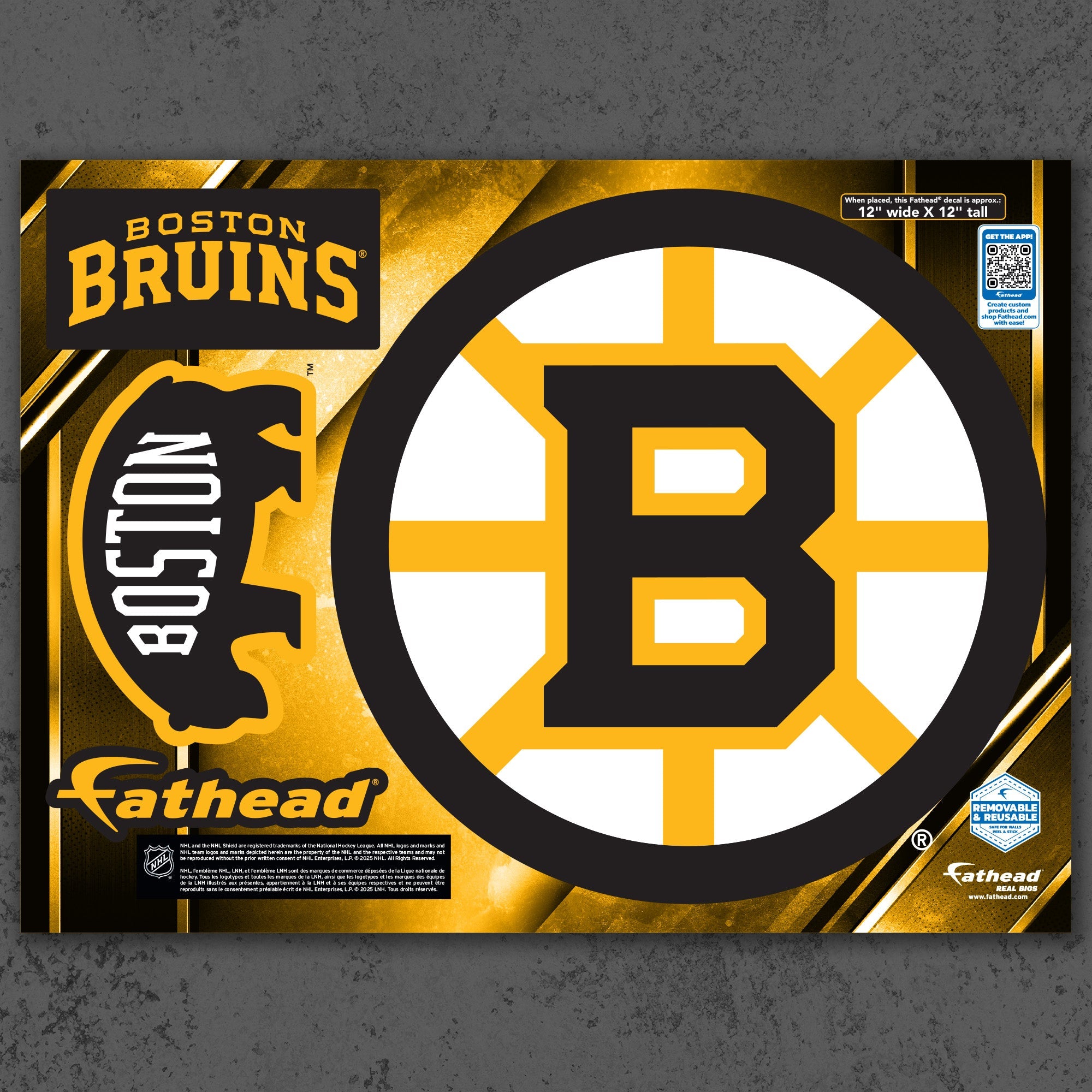 Boston Bruins - RealBig Logo Collection - Official NHL - Reusable Vinyl Wall Decals