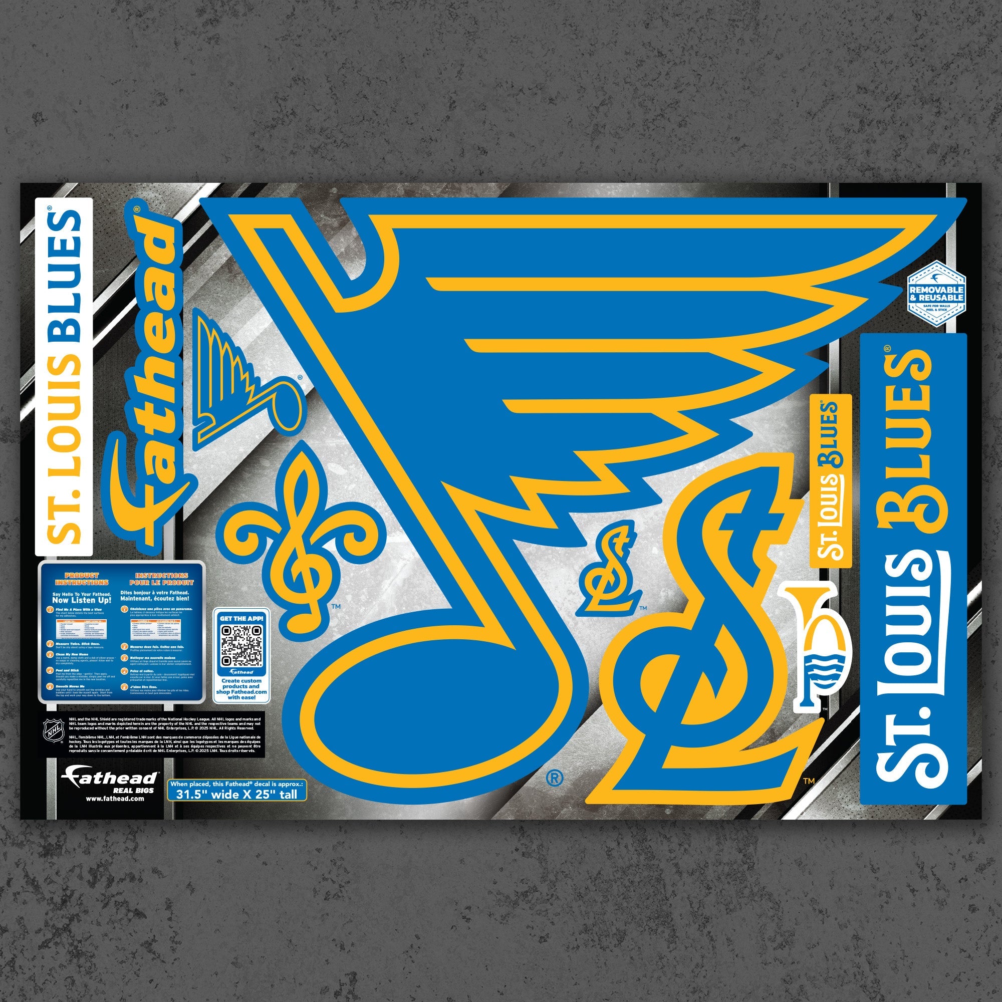 St. Louis Blues - RealBig Logo Collection - Official NHL - Reusable Vinyl Wall Decals