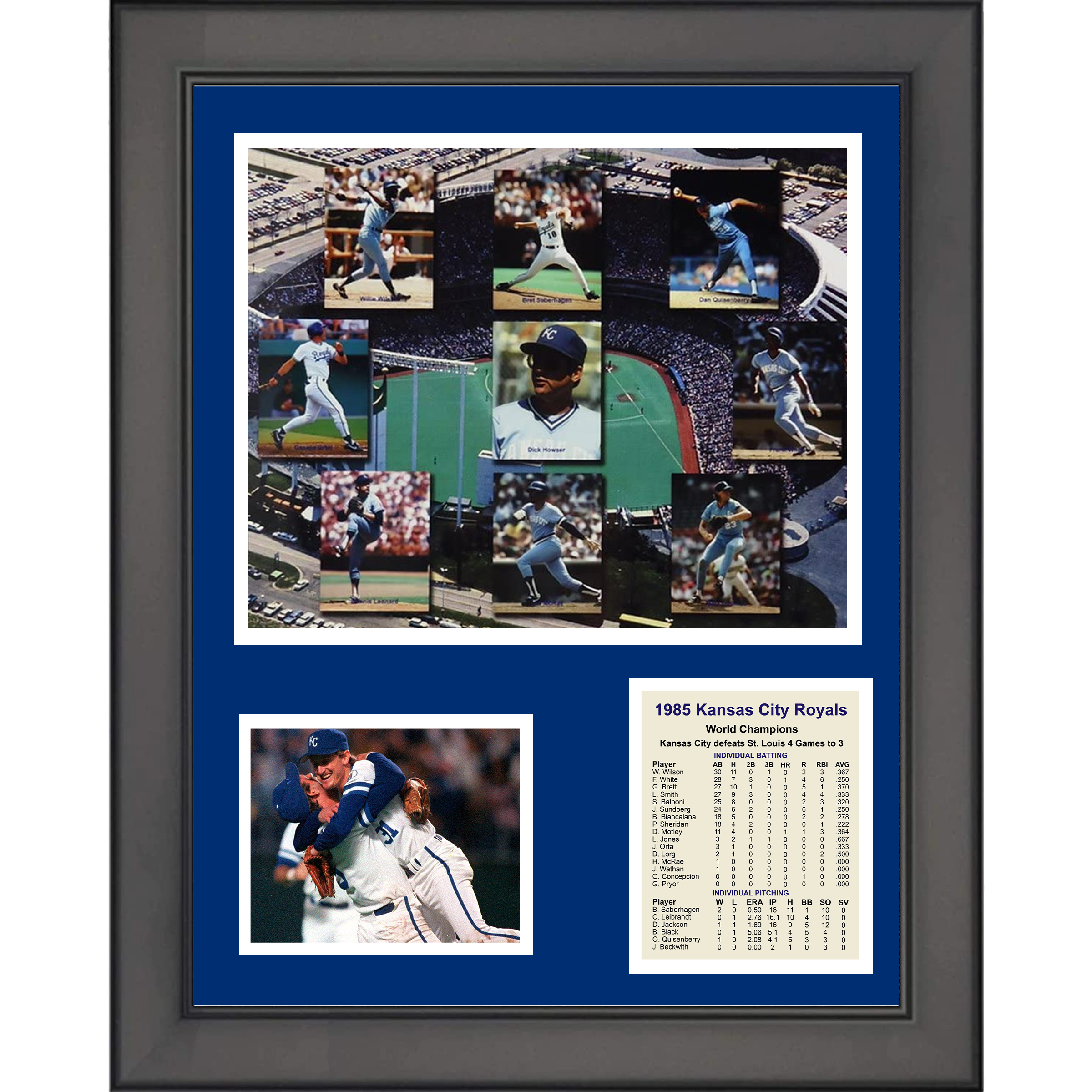 Framed Kansas City Royals 1985 World Series Champions 11"x14" Baseball Three Photo Collage