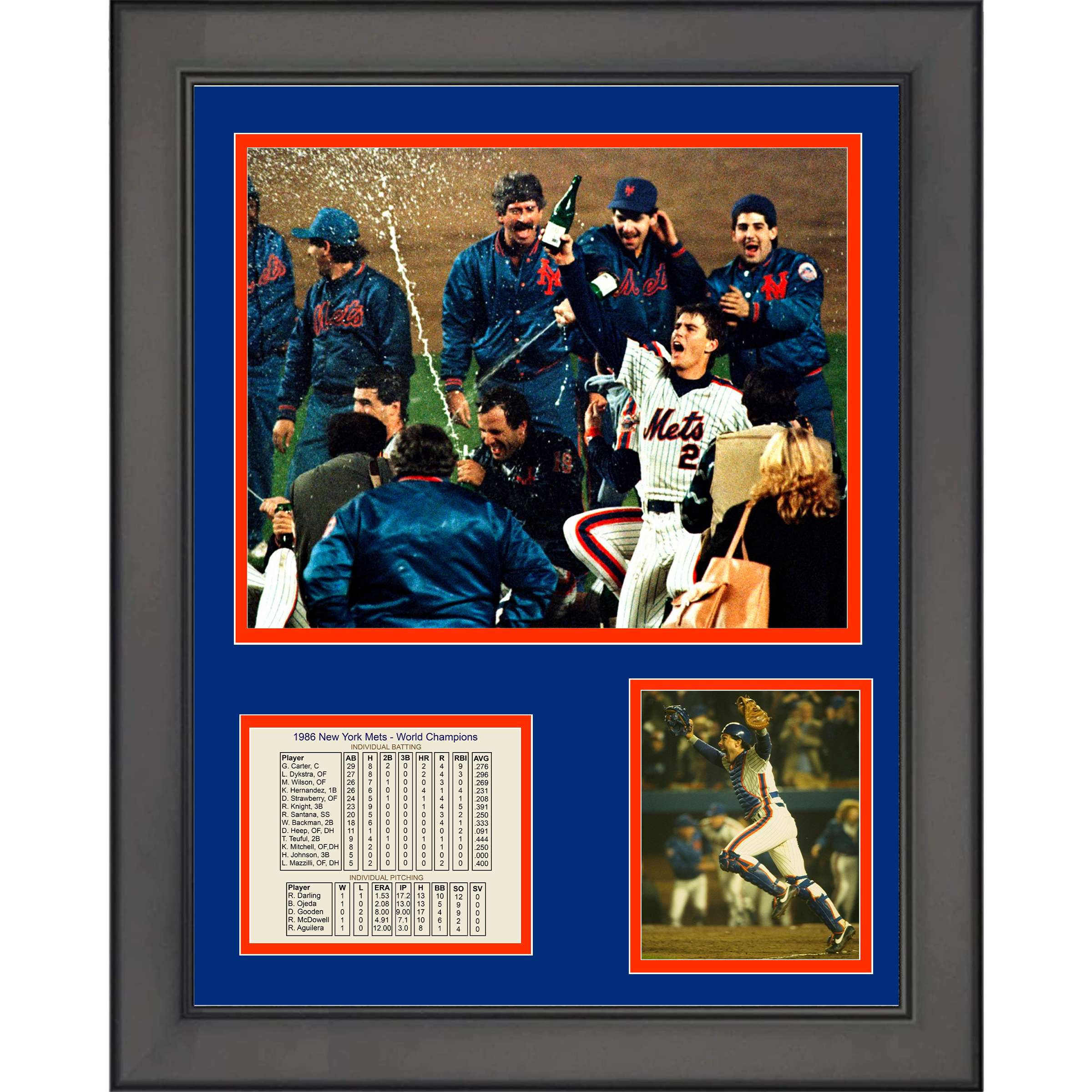 Framed New York Mets 1986 World Series Champions 11"x14" Baseball Three Photo Collage