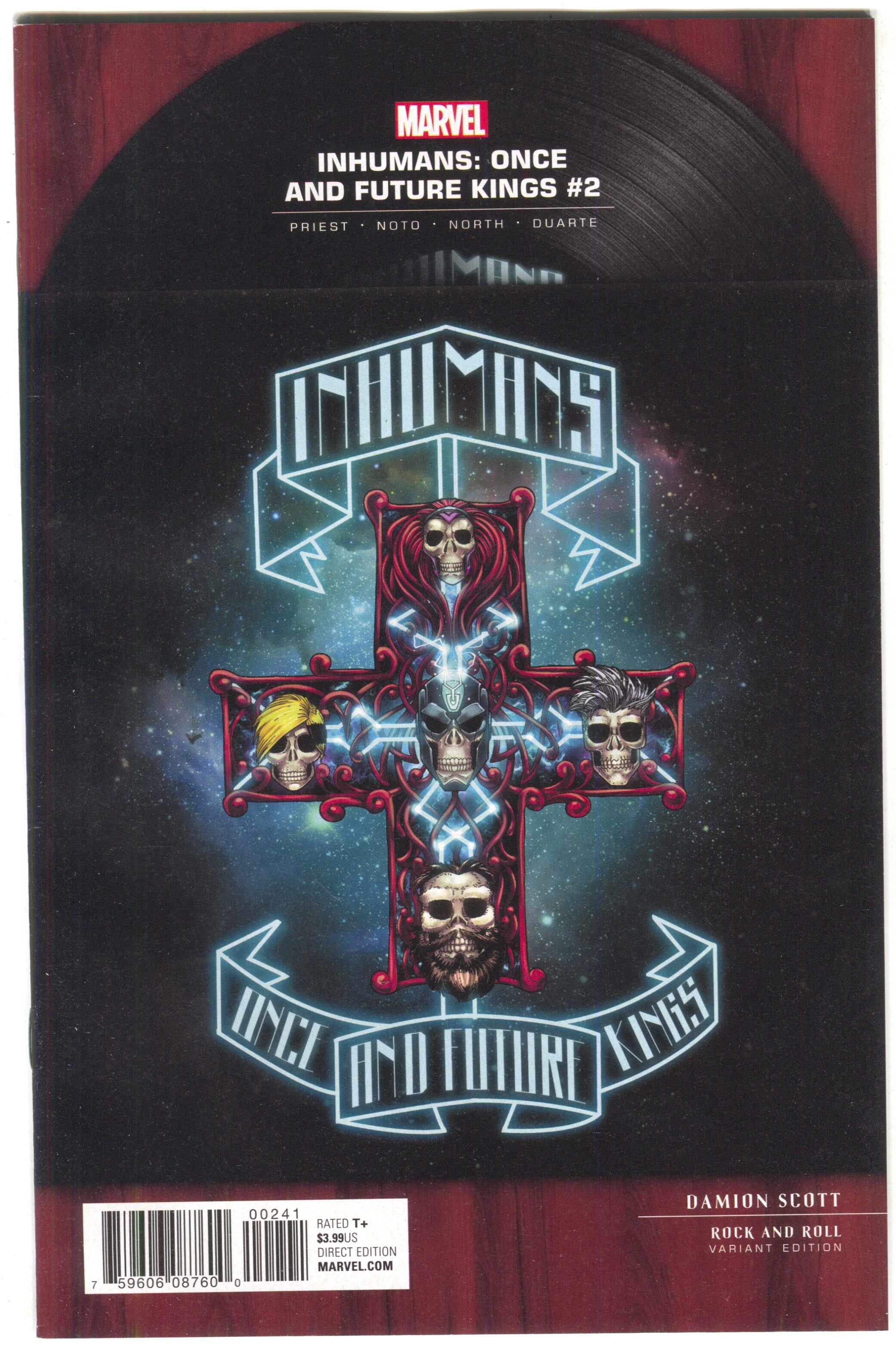 Inhumans Once And Future Kings 2 B Marvel 2017 NM 1:5 Damion Scott Rock N Roll Guns Roses Variant