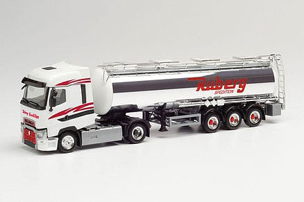 Herpa 312721 HO Scale Renault T Tractor with Chemical Tank Trailer - Assembled -- Ruberg (white, red, black, chrome; German Lettering)