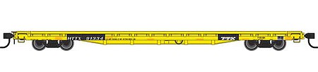 Walthers Mainline 5337 HO Scale 60' Pullman-Standard Flatcar - Ready to Run -- Trailer Train HTTX #91334 (Heavy Duty Loading; yellow, black)