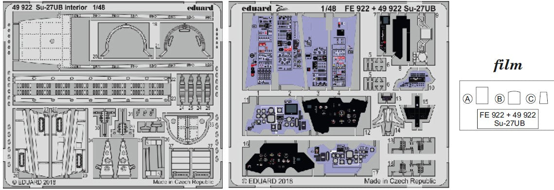 Eduard 49922 1/48 Aircraft- Su27UB Interior for HBO (Painted)