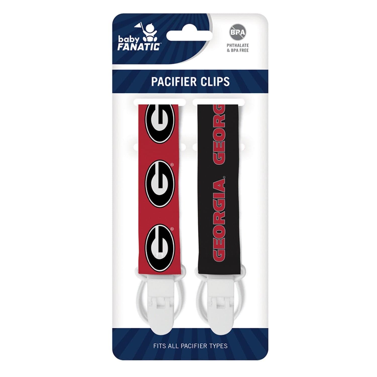 Georgia Bulldogs - Pacifier Clip 2-Pack