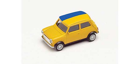 Herpa 420778 HO Scale Mini Cooper - Assembled -- 2021 Euro Championship Ukraine (yellow, blue)