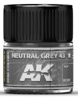 AK Interactive RC261 Real Colors: Neutral Grey 43 Acrylic Lacquer Paint 10ml Bottle