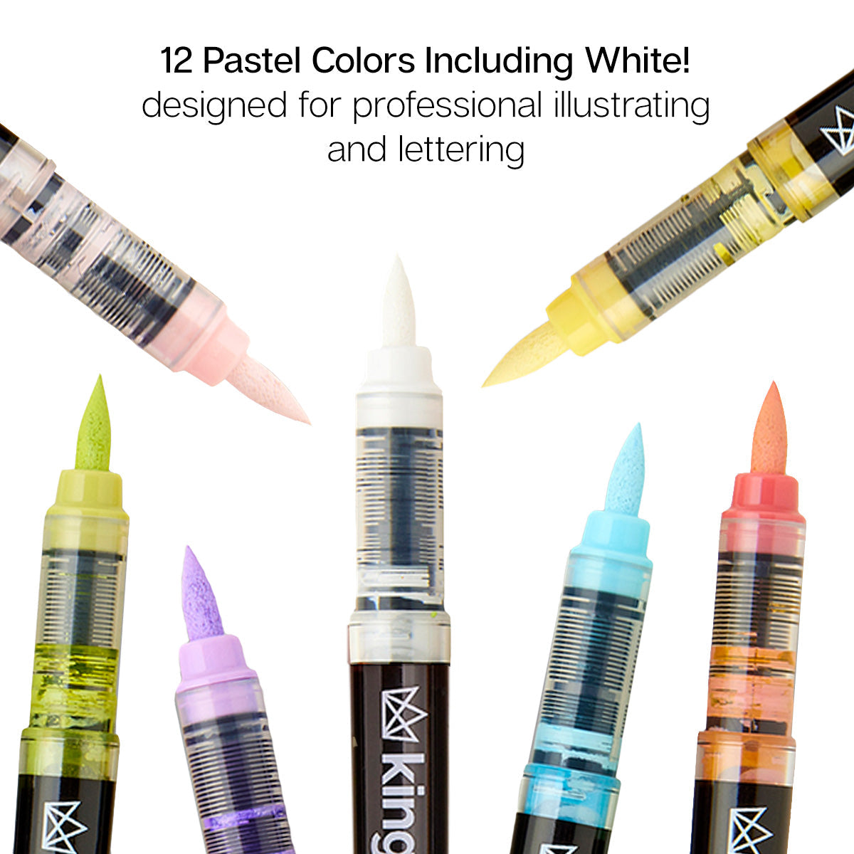 Acrylic Brush Tip Pens 12 Pastel Colors