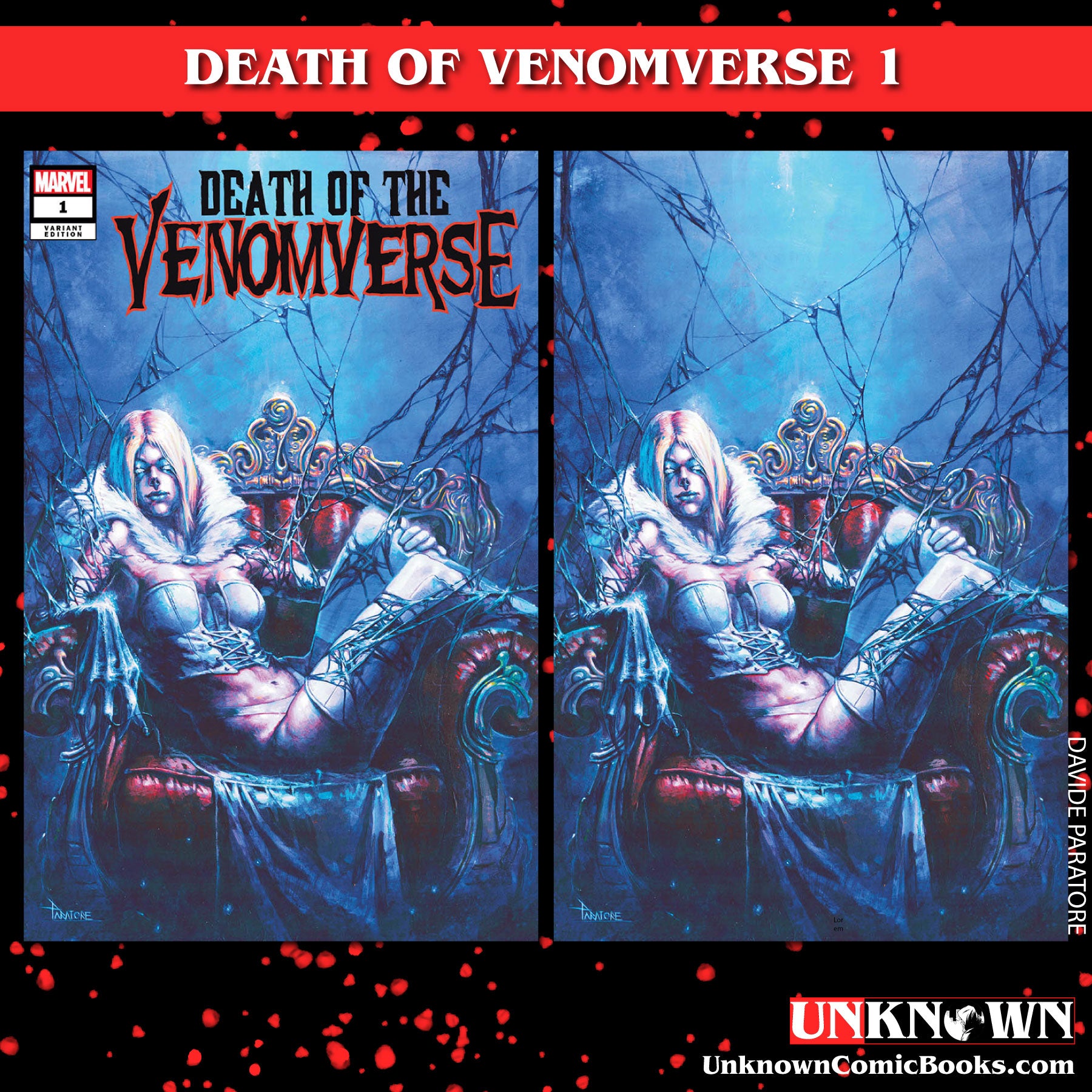 [2 PACK] DEATH OF THE VENOMVERSE #1 UNKNOWN COMICS DAVIDE PARATORE EXCLUSIVE VAR (08/02/2023)