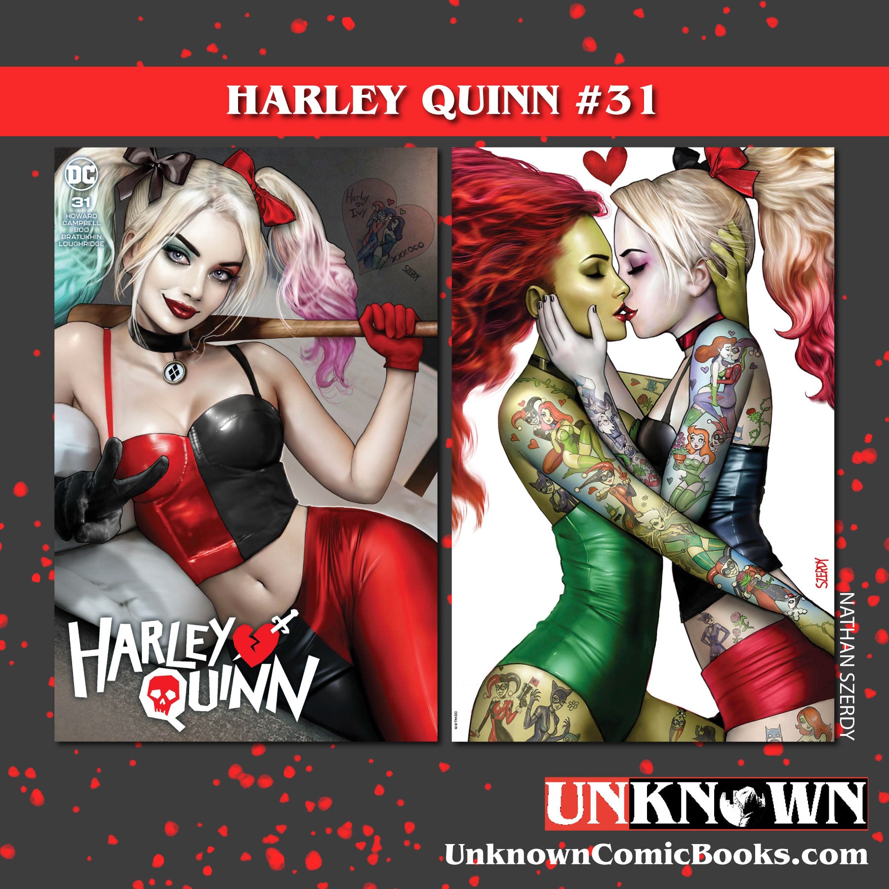 [2 Pack] Harley Quinn 31 Nathan Szerdy 616 Exclusive Var 07 12 202 Unknown Comic Books