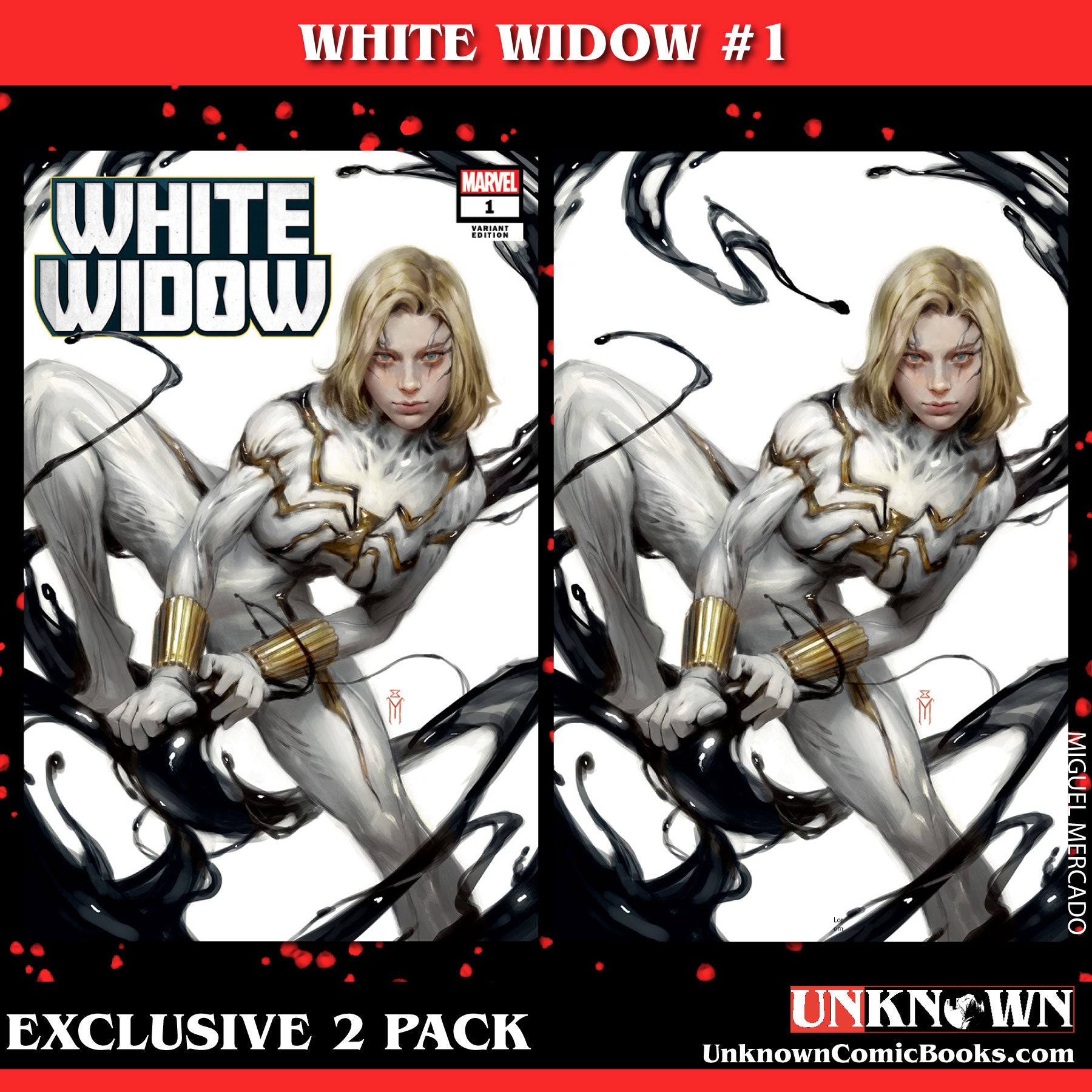 [2 PACK] WHITE WIDOW #1 UNKNOWN COMICS MIGUEL MERCADO EXCLUSIVE VAR (11/01/2023) (12/27/2023)