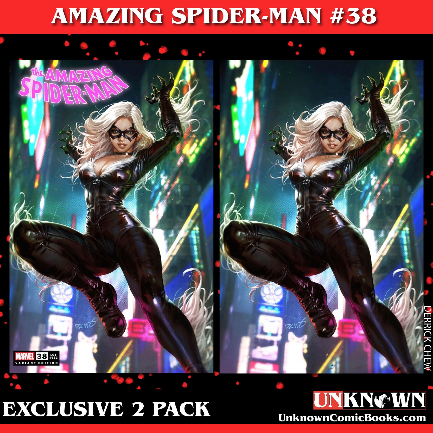 [2 PACK] AMAZING SPIDER-MAN #38 [GW] UNKNOWN COMICS DERRICK CHEW EXCLUSIVE VAR (11/22/2023)