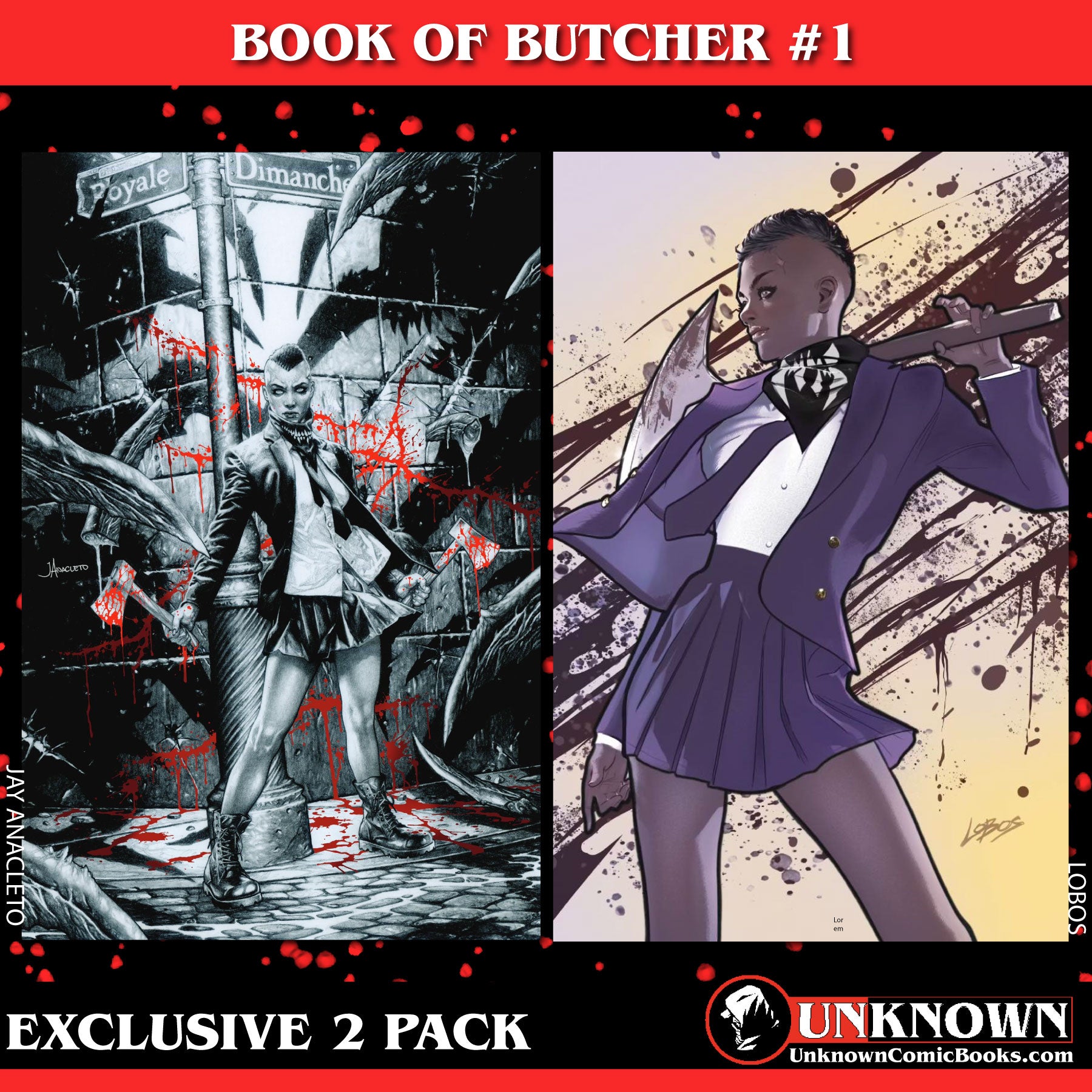 [2 PACK] BOOK OF BUTCHER #1 UNKNOWN COMICS JAY ANACLETO & LOBOS (616) EXCLUSIVE VIRGIN VAR (01/10/2024)