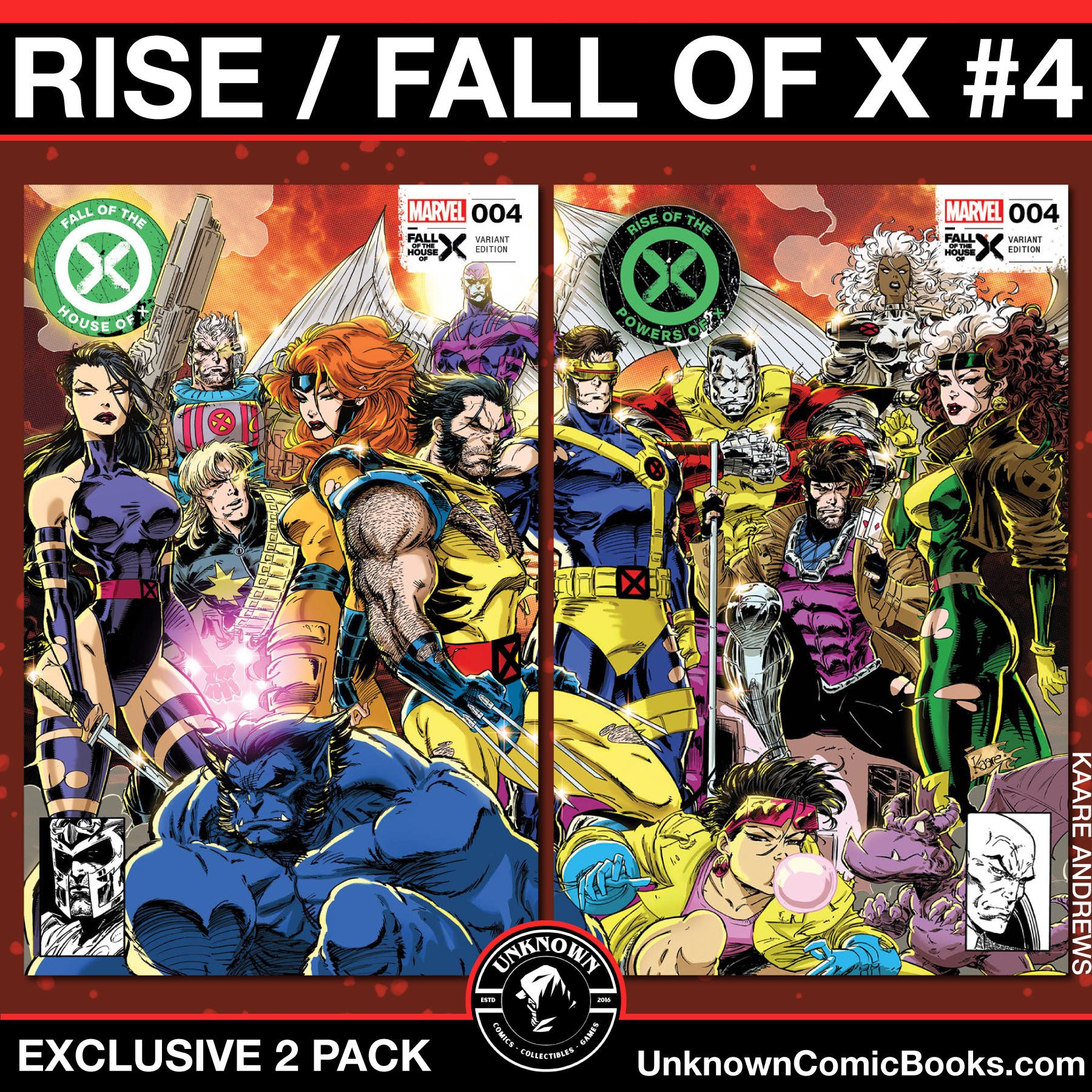 [2 PACK] KAARE ANDREWS FALL OF THE HOUSE OF X #4 / RISE OF THE POWERS OF X #4 EXCLUSIVE CONNECTING VAR [FHX] (04/24/2024)
