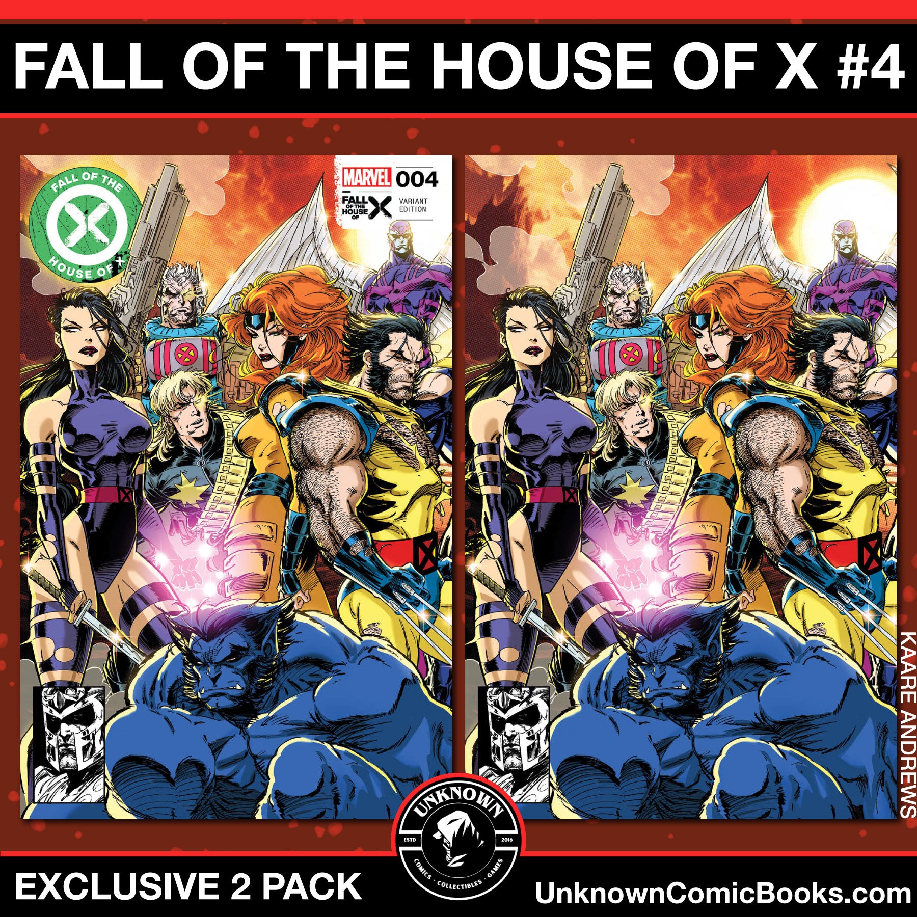 [2 PACK] FALL OF THE HOUSE OF X #4 UNKNOWN COMICS KAARE ANDREWS EXCLUSIVE VAR [FHX] (04/17/2024)