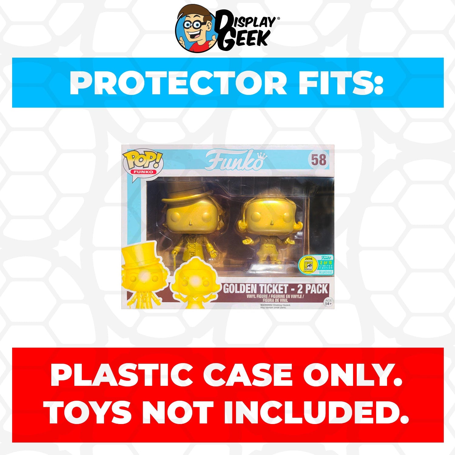 Pop Protector for 2 Pack Willy Wonka Golden Ticket SDCC #58 Funko Pop