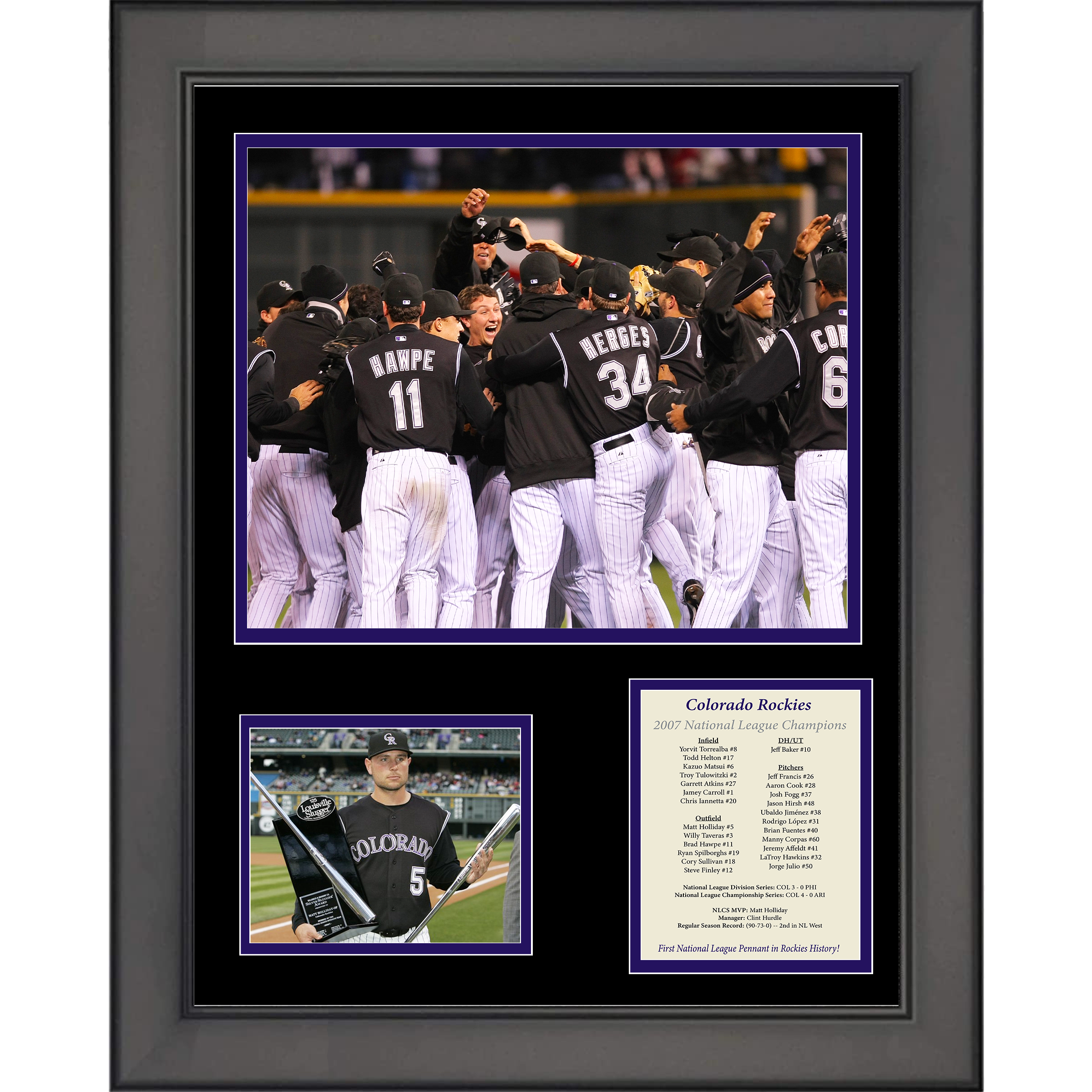 Framed Colorado Rockies 2007 NLCS National League Champions Matt Holliday MVP 11"x14" Baseball Three Photo Collage