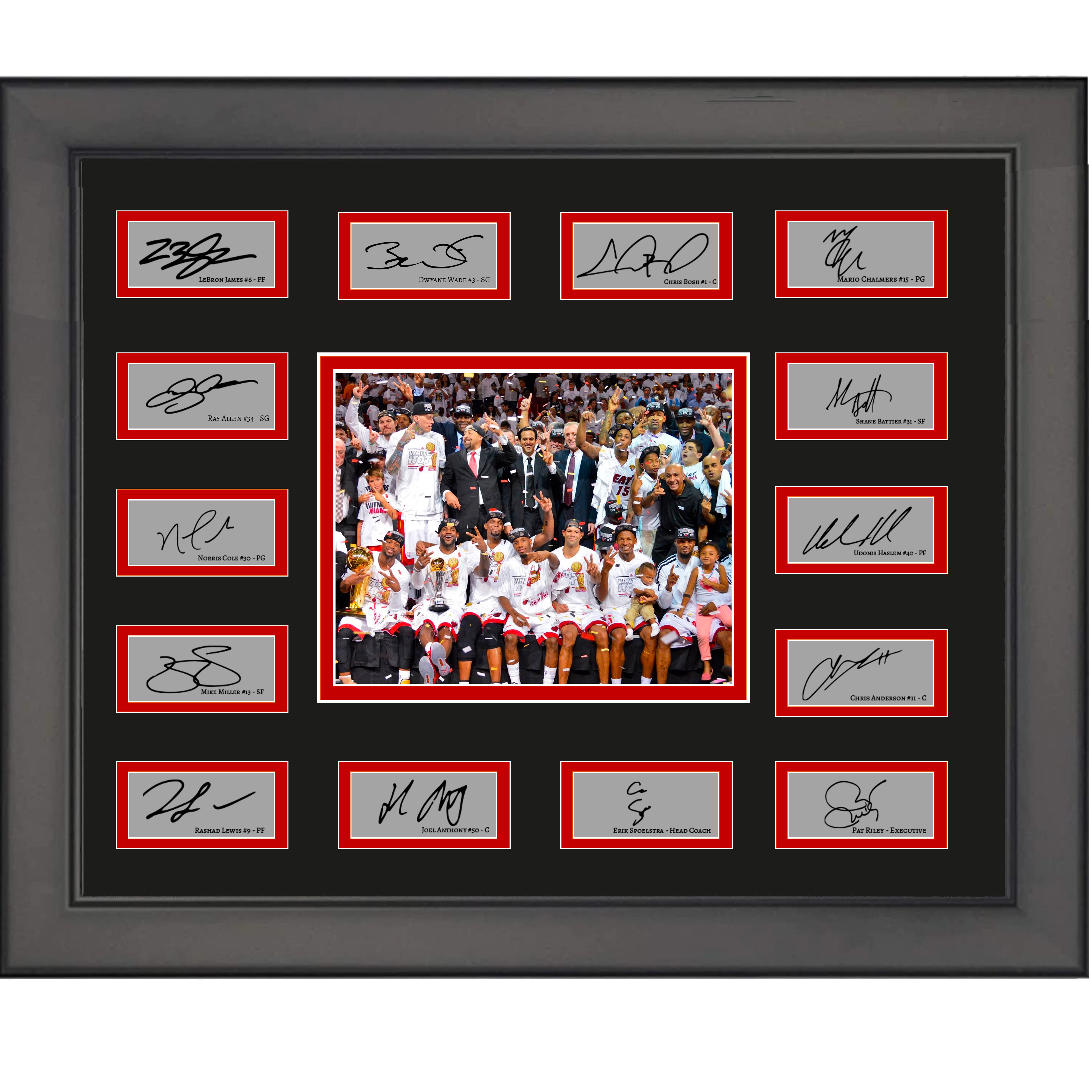 Framed 2012 Miami Heat NBA Champions Team Facsimile Laser Engraved Signature Auto Collage 20x25 Basketball Photo