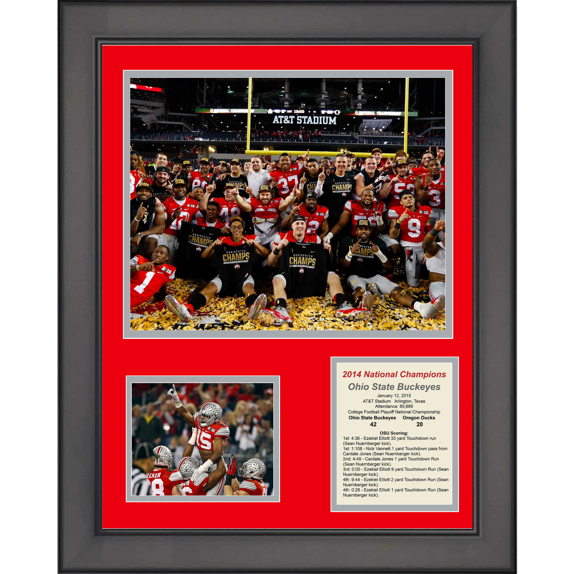 Framed OSU Ohio State Buckeyes 2014 National Champions 11"x14" College NCAA Football Three Photo Collage
