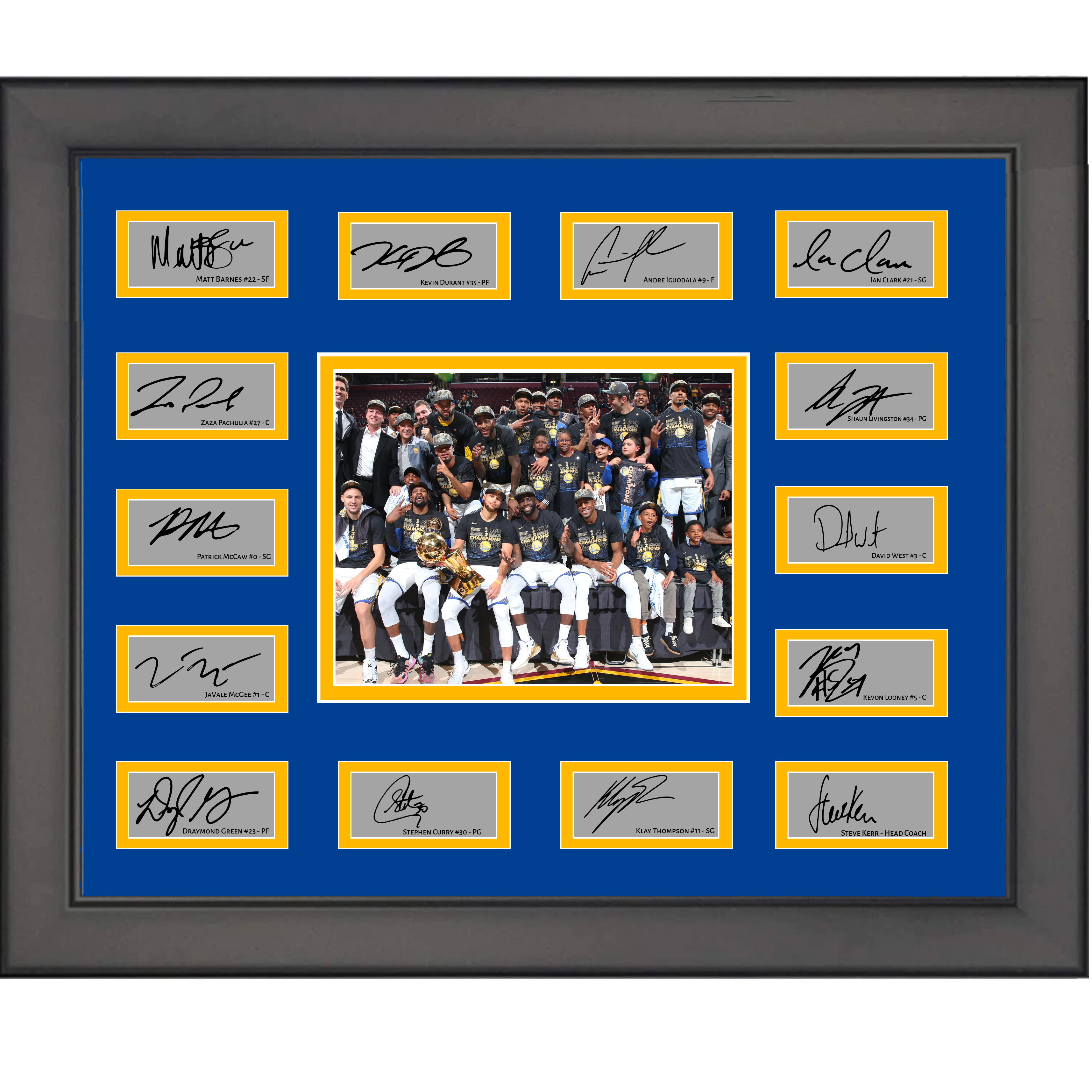 Framed 2016 Golden State Warriors NBA Champions Team Facsimile Laser Engraved Signature Auto Collage 20x25 Basketball Photo