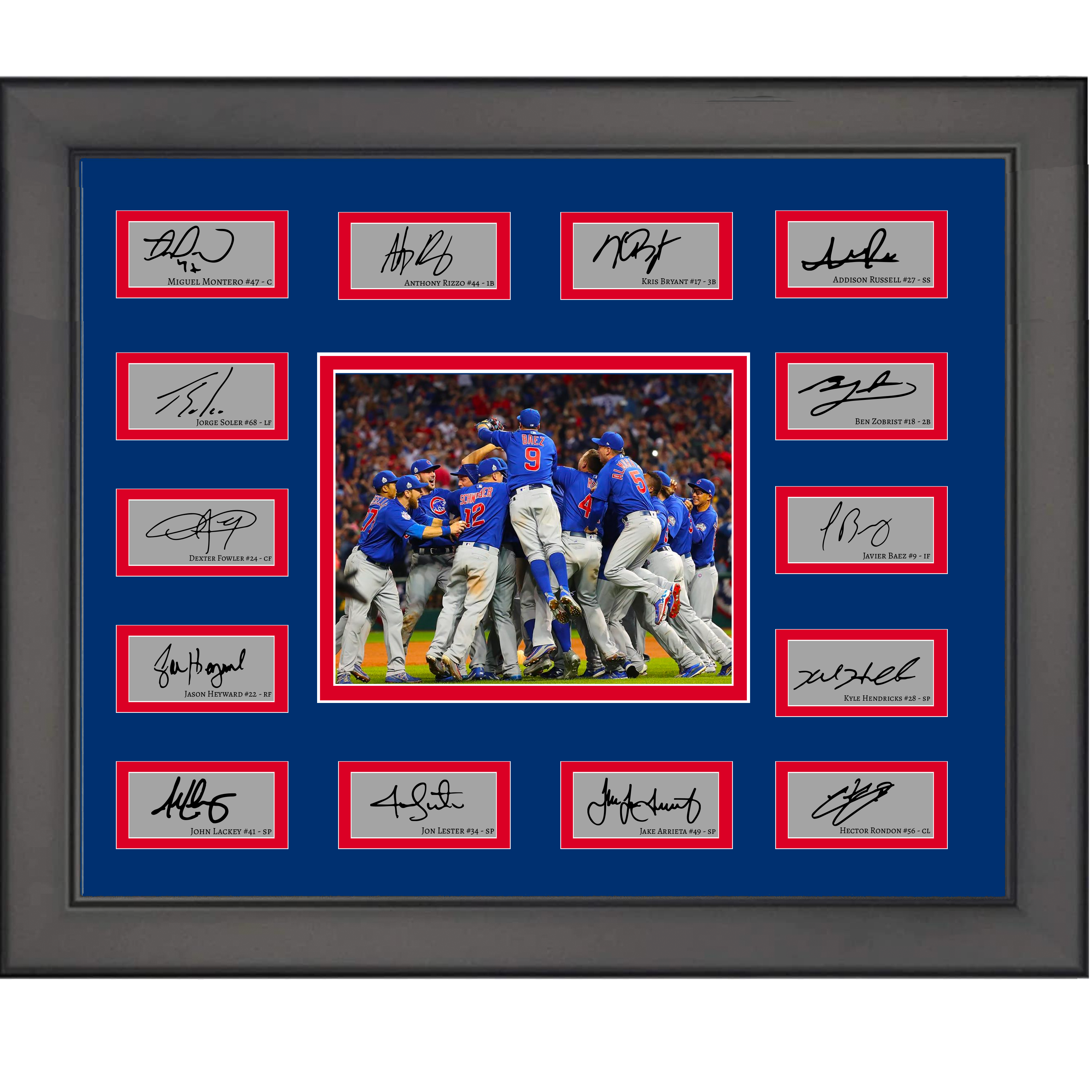 Framed 2016 Chicago Cubs MLB World Series Champions Team Facsimile Laser Engraved Signature Auto Collage 20x25 Baseball Photo