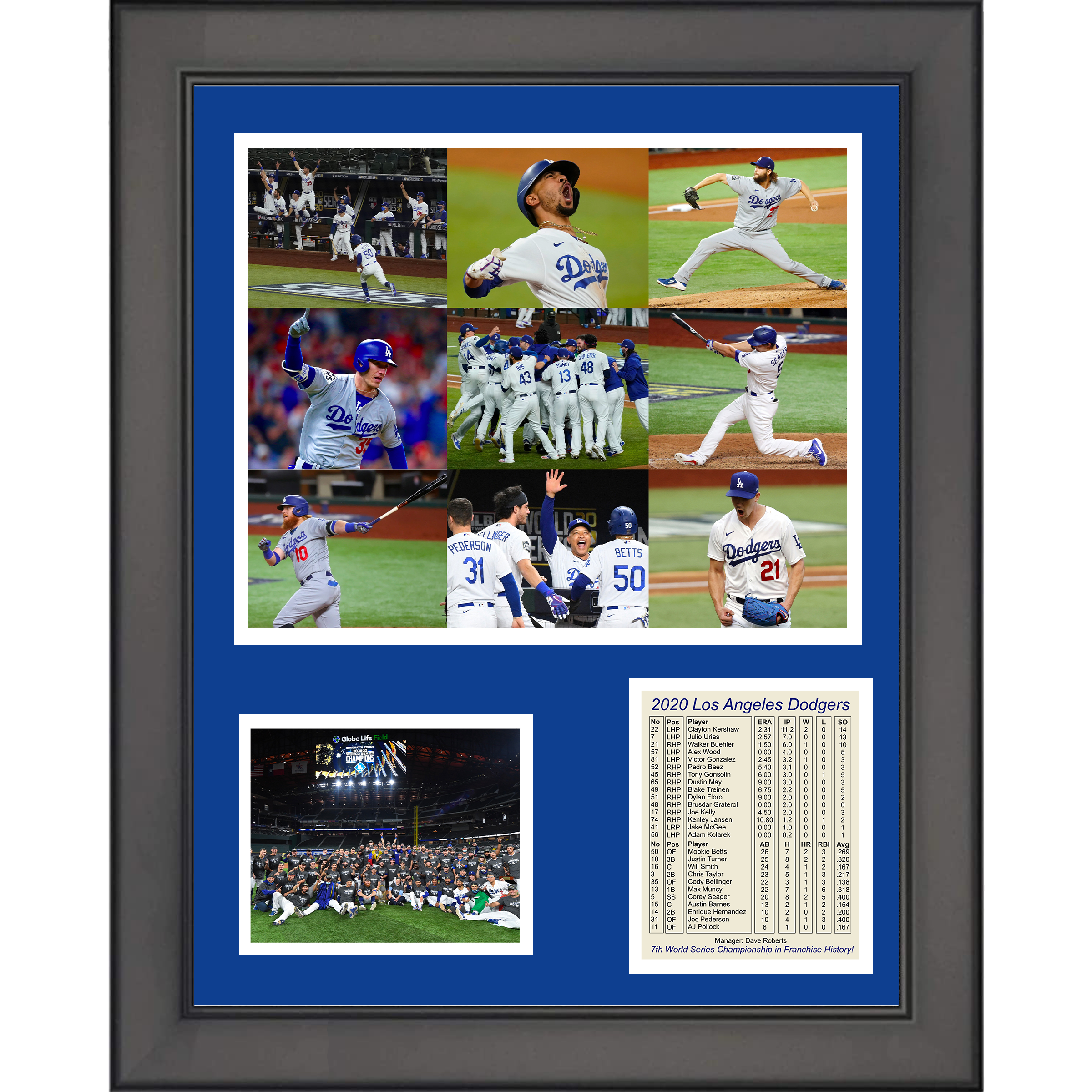 Framed Los Angeles Dodgers 2020 World Series Champions 11"x14" Baseball Mosaic Three Photo Collage