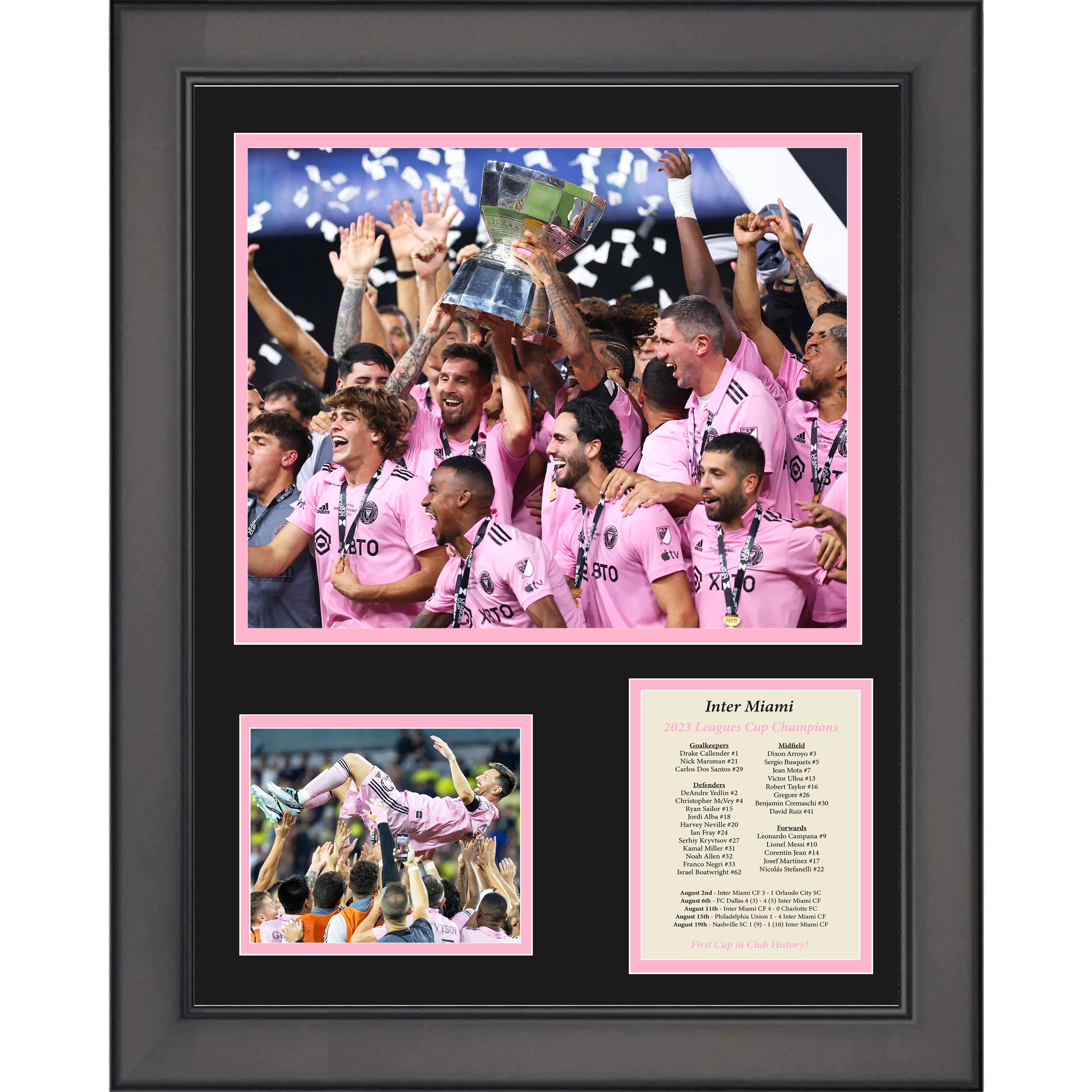 Framed Inter Miami CF 2023 Leagues Cup Champions 11"x14" Soccer Futbol Three Photo Collage