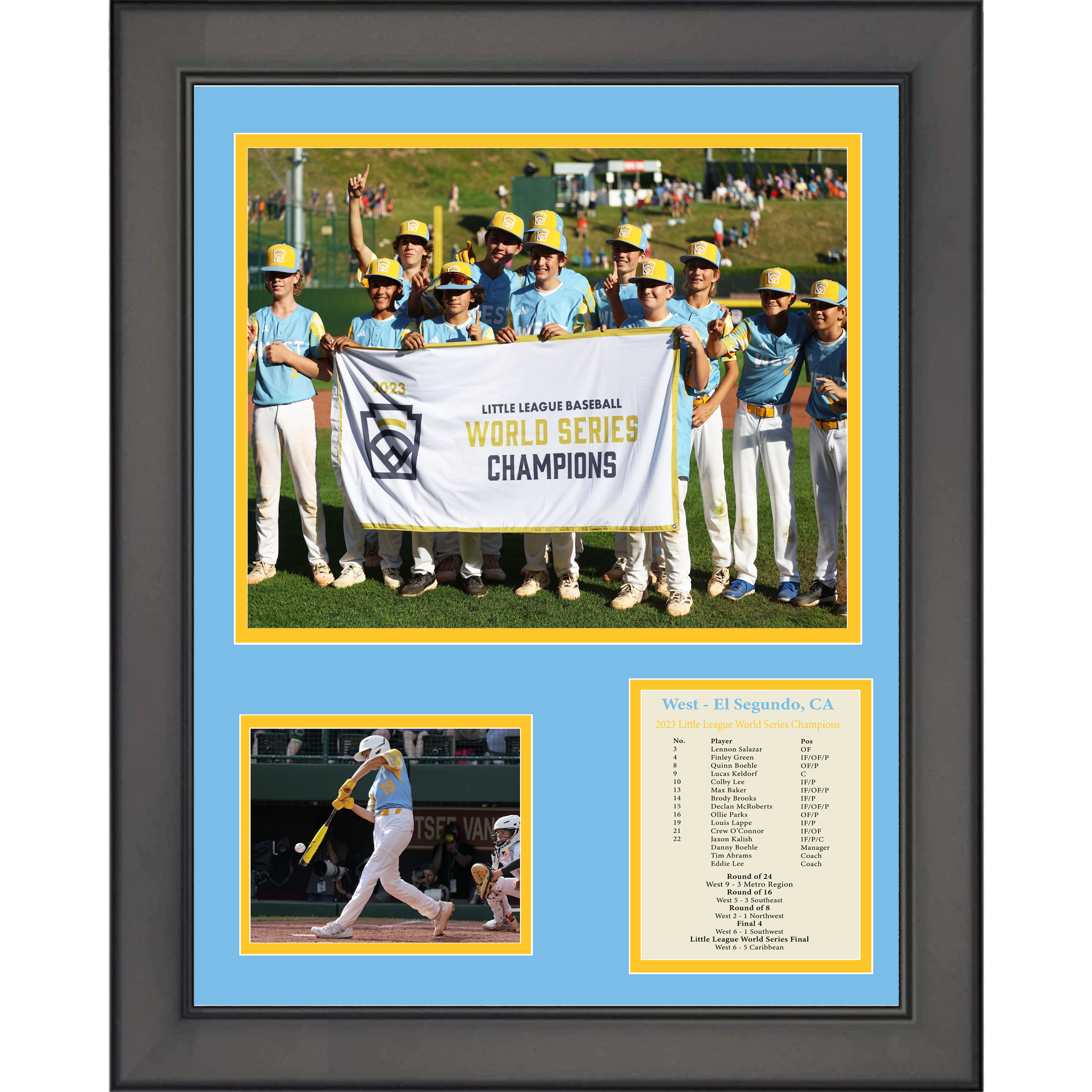 Framed El Segundo, California 2023 Little League World Series Champions 11"x14" Baseball Three Photo Collage