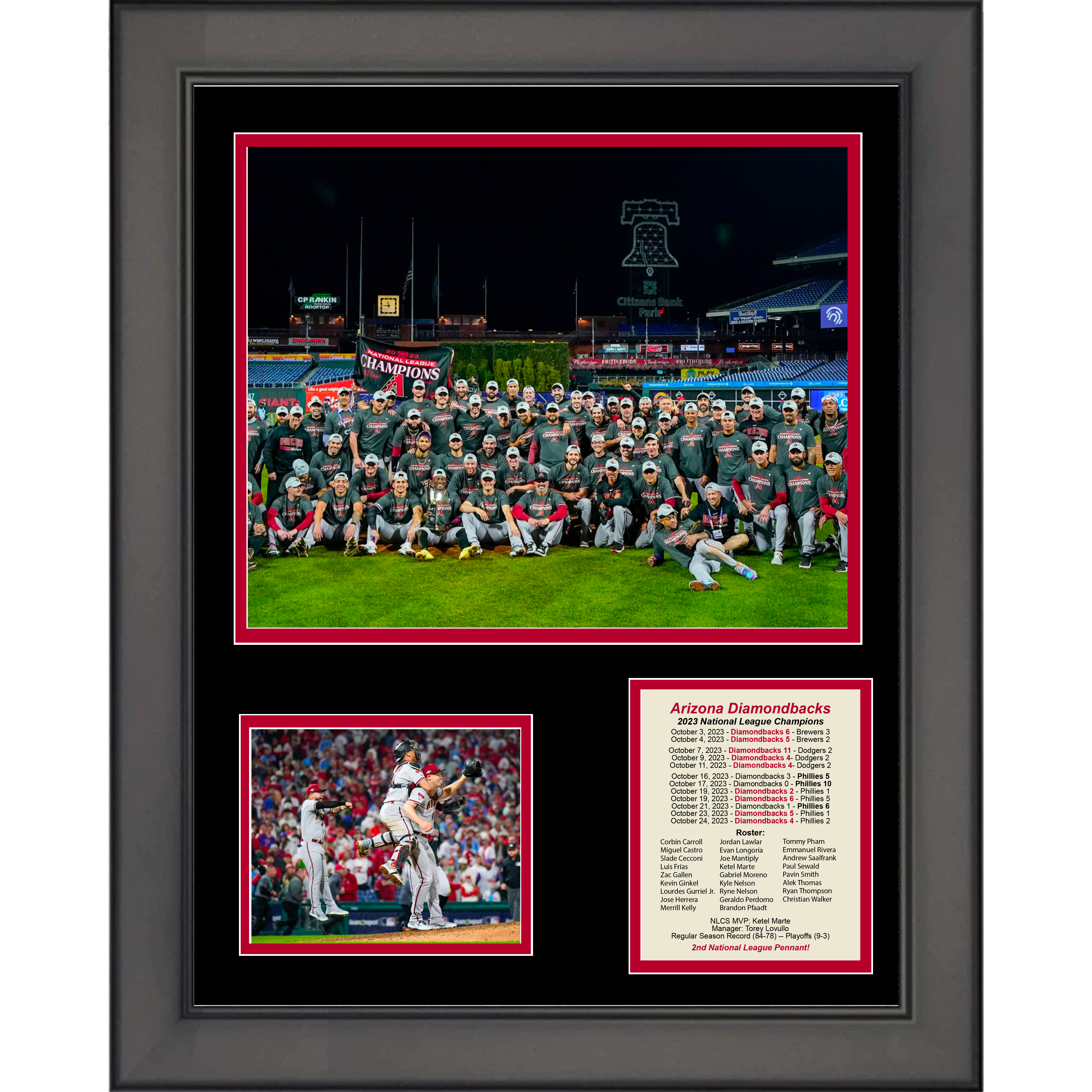 Framed Arizona Diamondbacks 2023 National League NLCS Champions 11"x14" Baseball Three Photo Collage