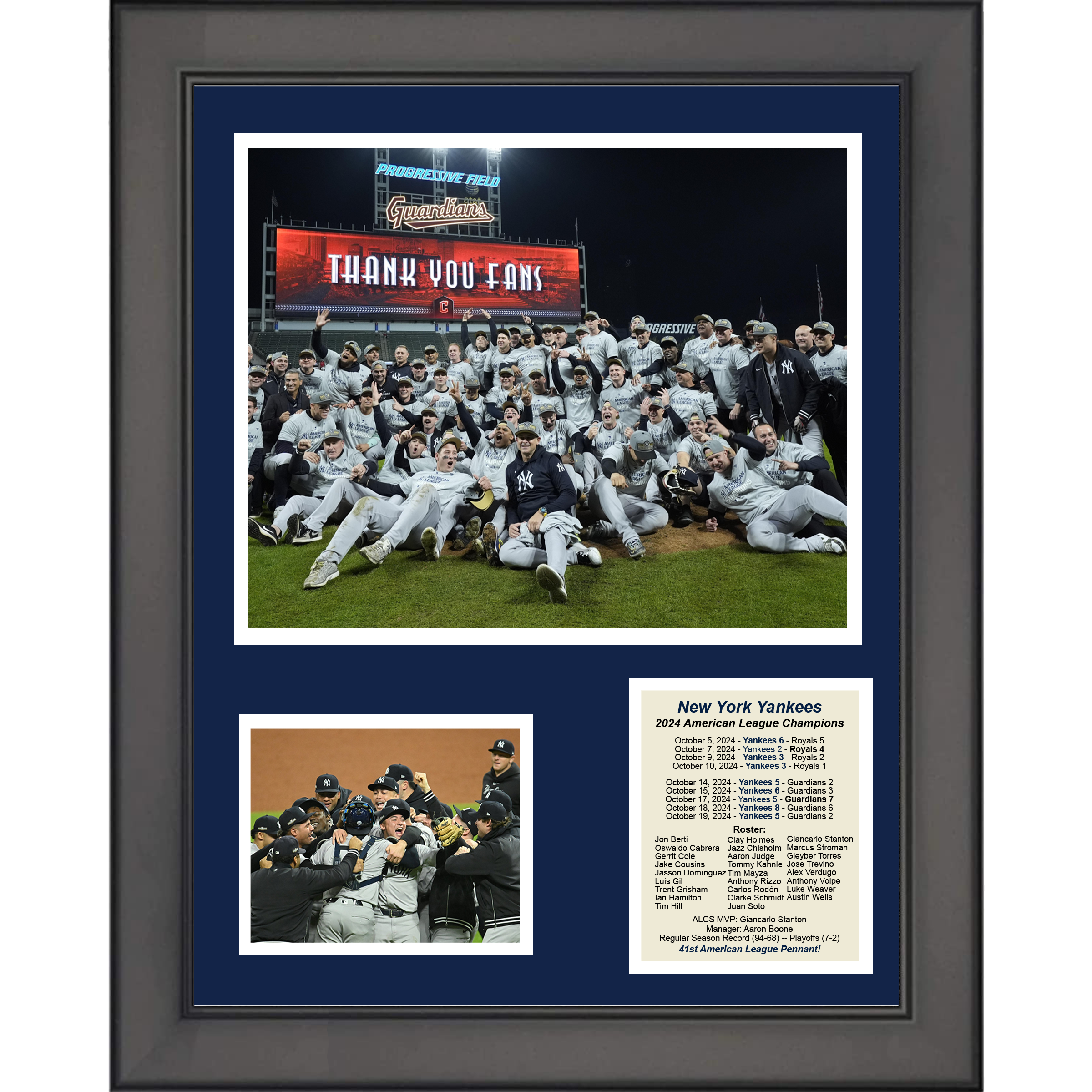 Framed New York Yankees 2024 American League ALCS Champions 11"x14" Three Photo Collage