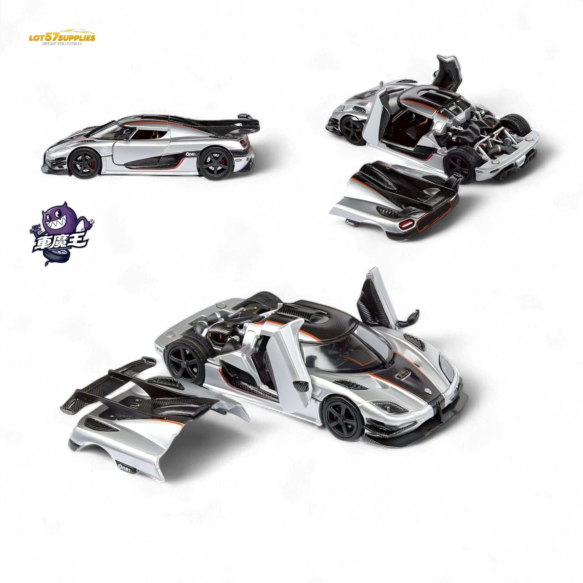 (Pre-Order) DEMON KING Koenigsegg ONE:1 - Silver 1:64