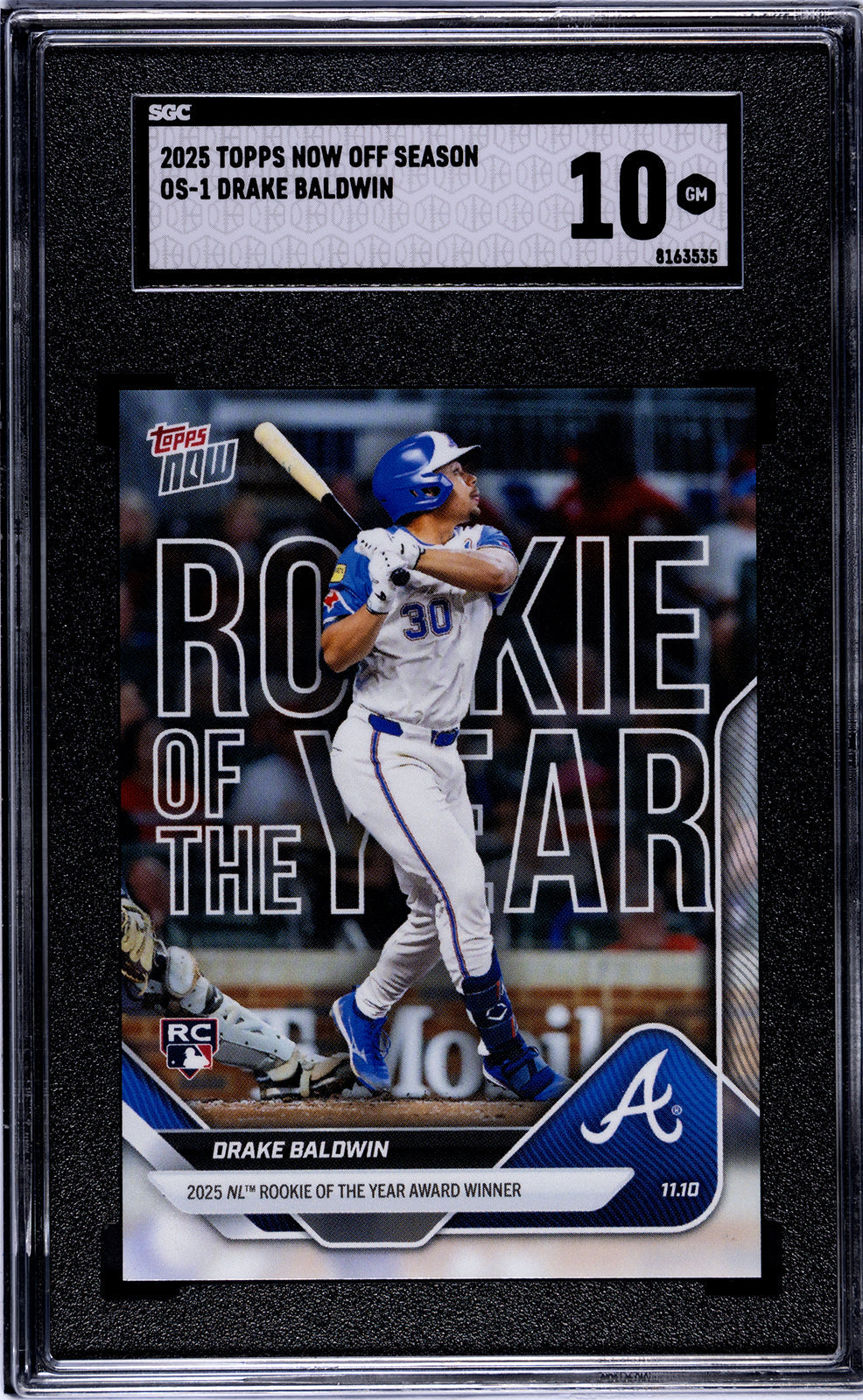 Graded 2025 Topps Now Drake Baldwin #OS1 Offseason Rookie RC Baseball Card SGC 10 Gem Mint