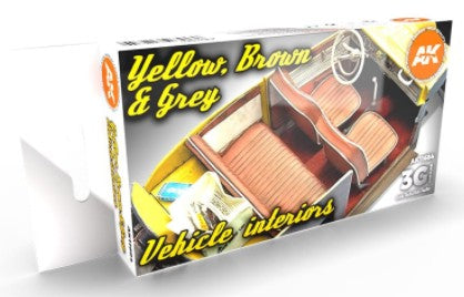 AK Interactive 11684 Cars & Civil Vehicles Series: Yellow, Brown & Grey Interior