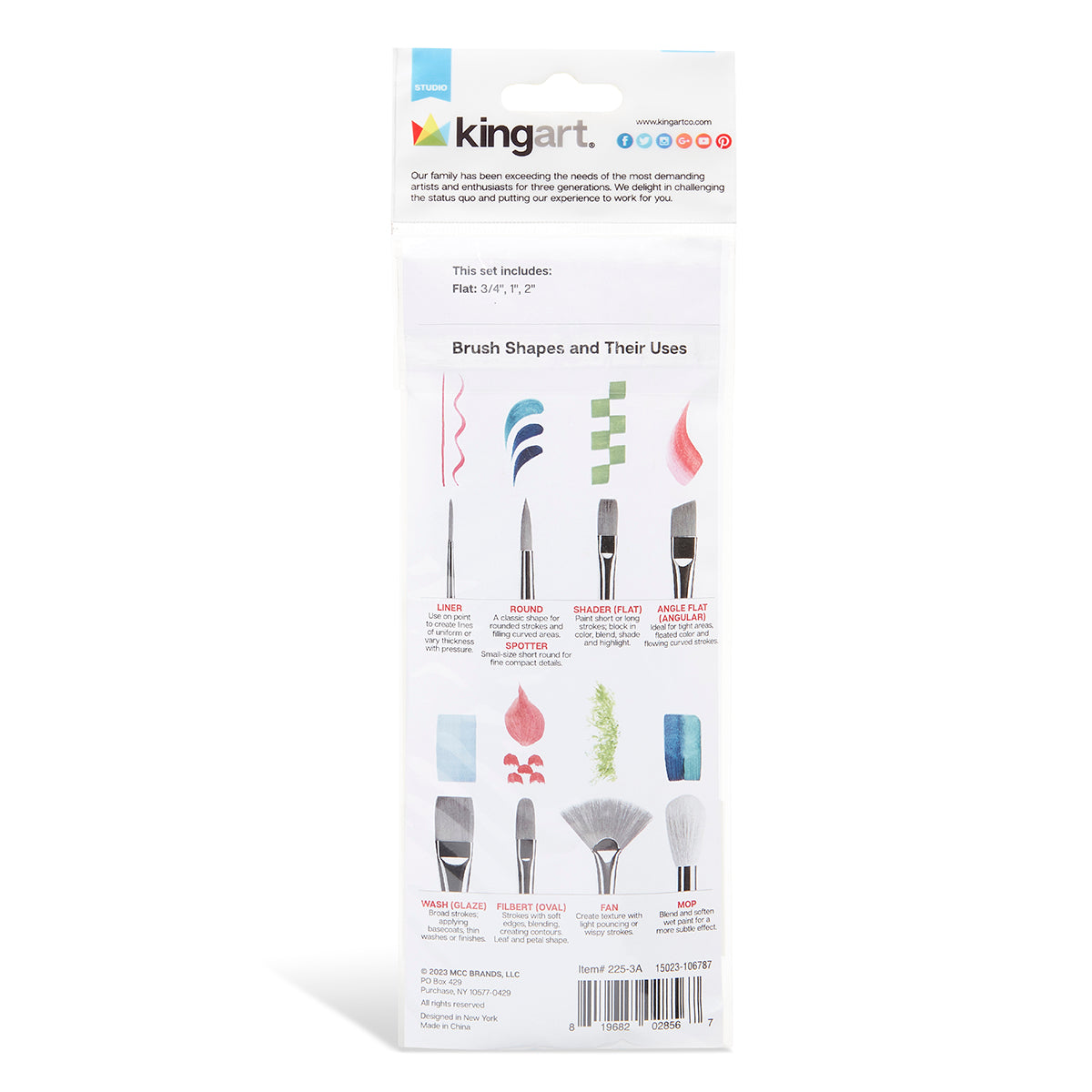 Studio White Nylon Brush Set - 3 Pieces