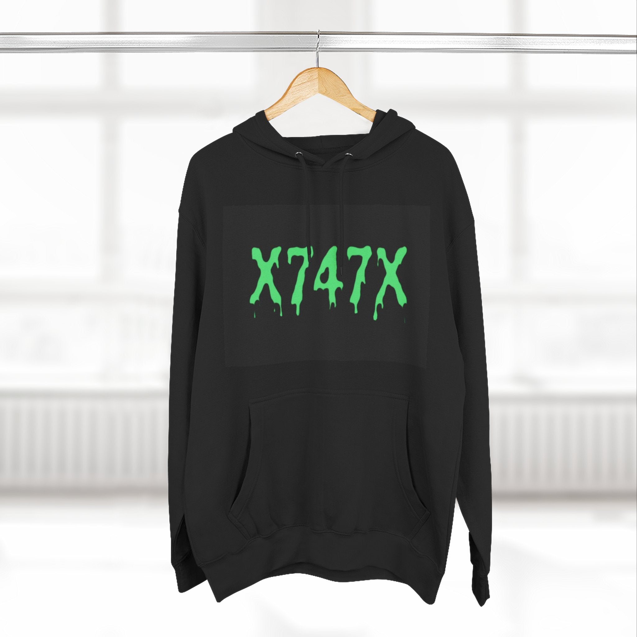 Fleece Hoodie - Neon Green X747X Skateboard Design