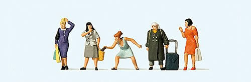 Preiser 10665 HO Scale Women Shopping -- pkg(5)