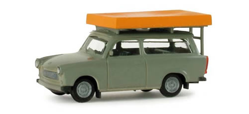 Herpa 24181 HO Scale Trabant 601 With Folded Roof Tent - Assembled -- Various Standard Colors