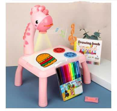 Children's LED Projector Drawing Table – Art Desk with Music and Painting Board