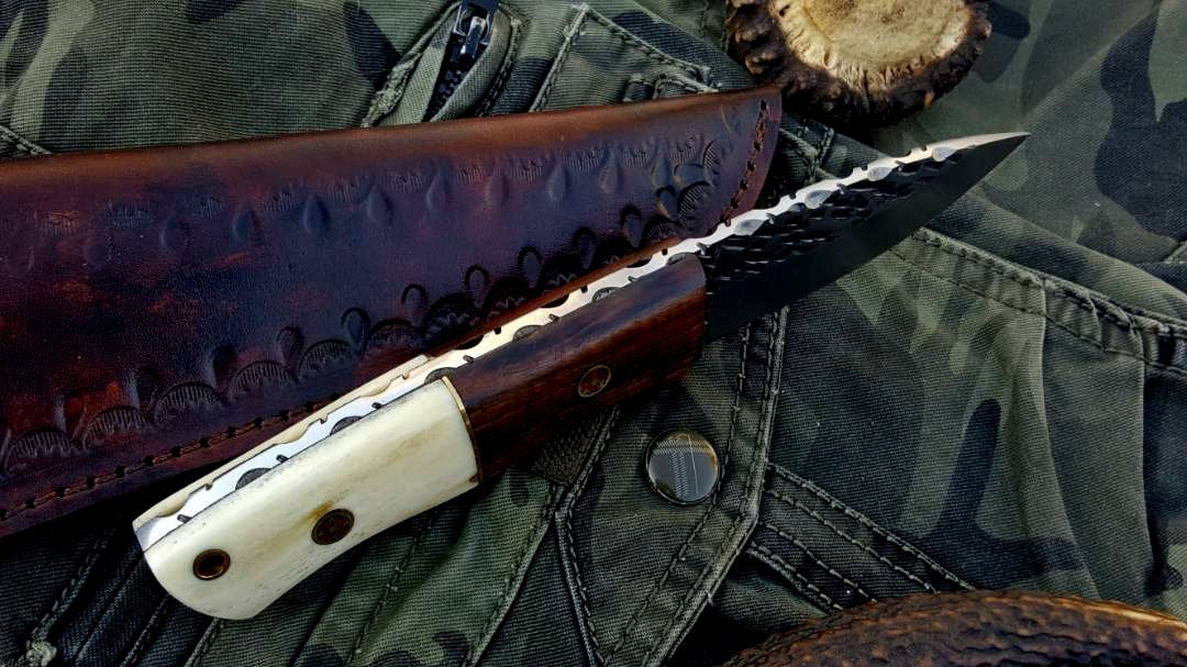 Custom Handmade Hammered 1095 High Carbon Steel Hunting Knife