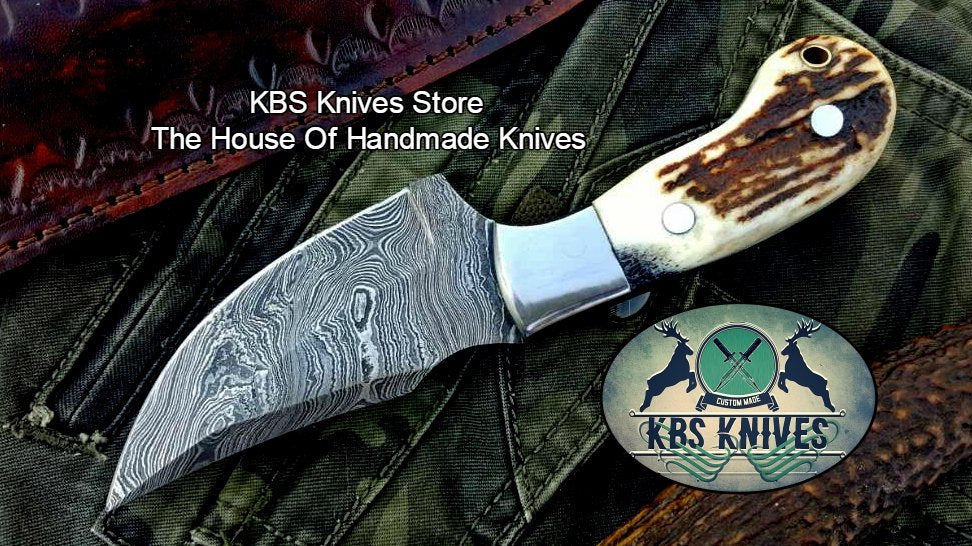 Custom Handmade Twist Damascus Steel Skinner Knife