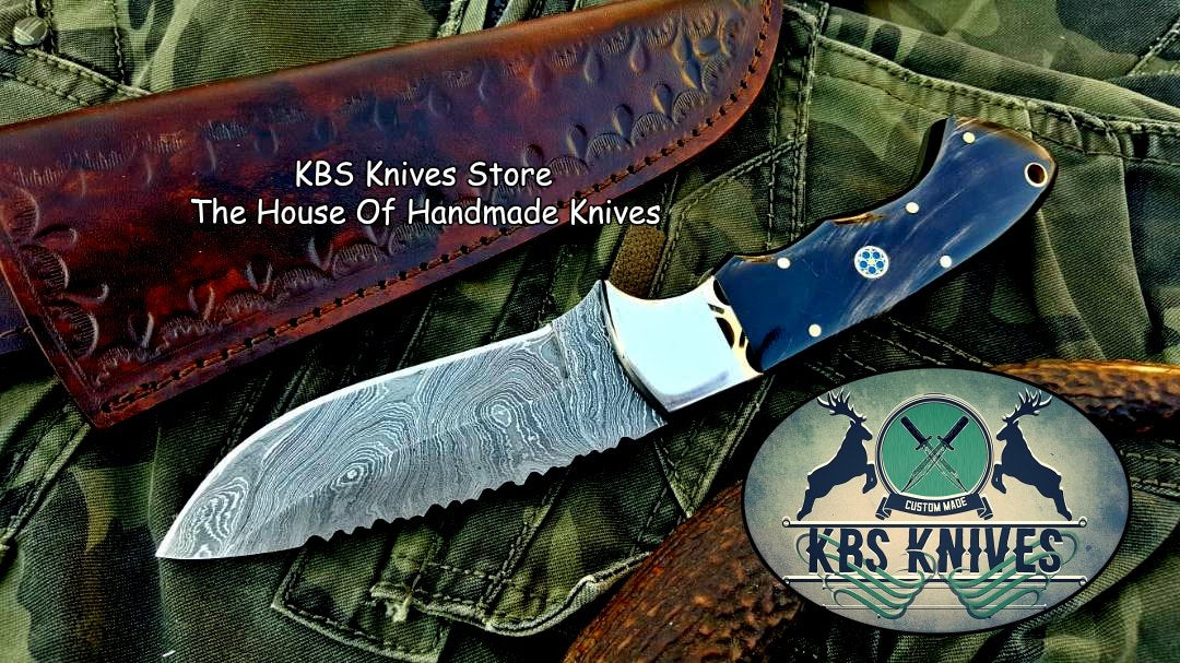 Custom Handmade Twist Damascus Steel Hunting Skinning Knife