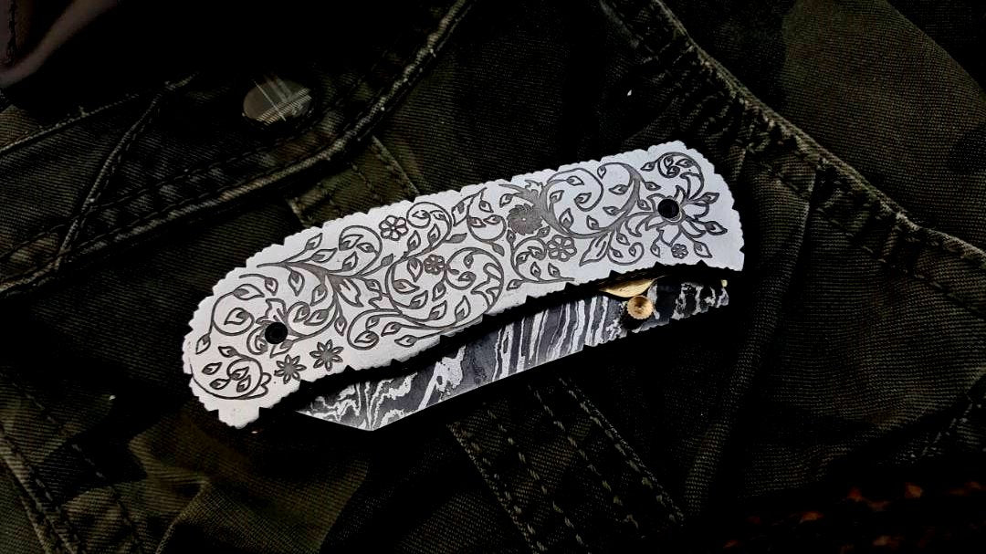 Custom Handmade Damascus Steel Folding Pocket Knife
